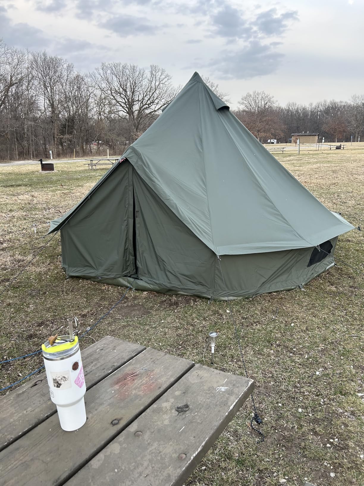 Cotton Canvas Bell Tent with Stove Jack, Roomy Yurt for Family Glamping Camping, 4 Season Tent with Zipped Removable Floor customer photo 1