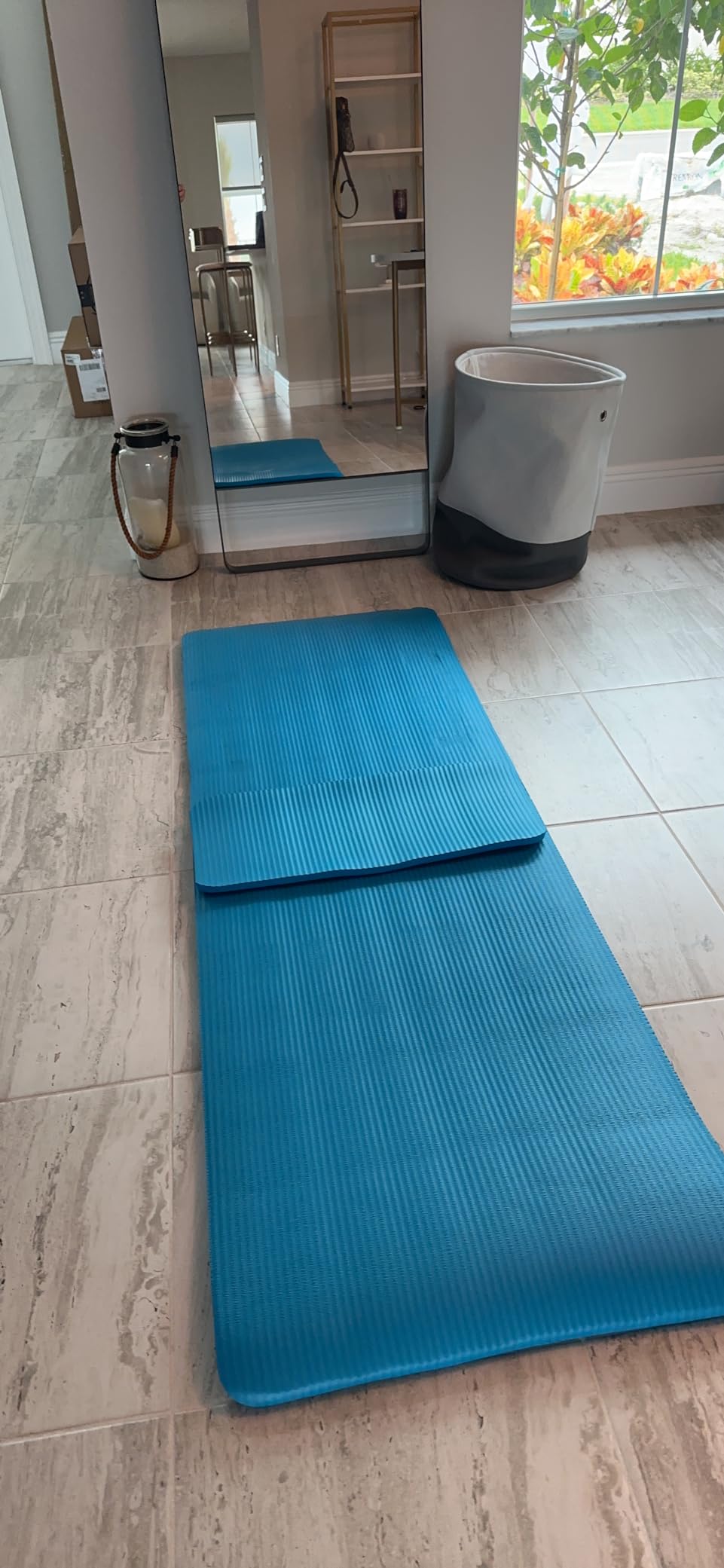 BalanceFrom 71x24 Inches Yoga Mat with Knee Pad and Optional Blocks - Extra 1-Inch Thick Non-Slip Foam with Anti-Tear Surface and Carrying Strap for Home, Studio, or Gym Workouts customer photo 1