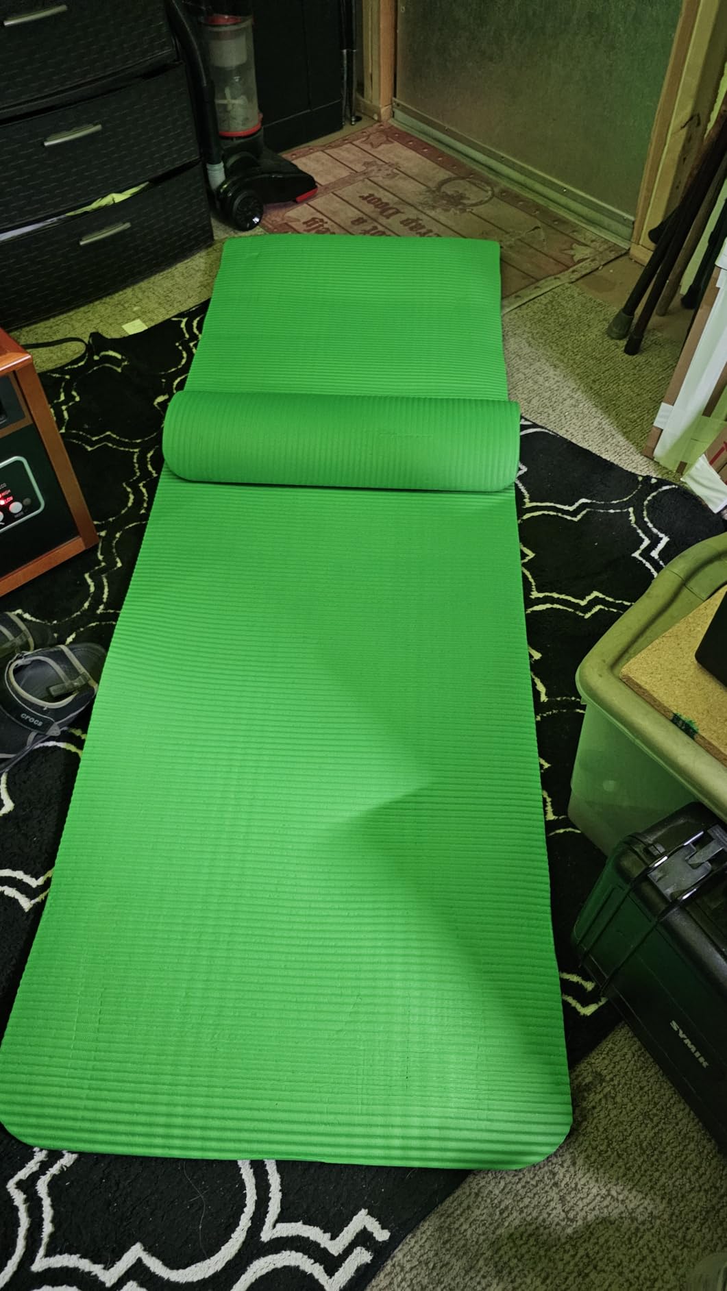 BalanceFrom 71x24 Inches Yoga Mat with Knee Pad and Optional Blocks - Extra 1-Inch Thick Non-Slip Foam with Anti-Tear Surface and Carrying Strap for Home, Studio, or Gym Workouts customer photo 2