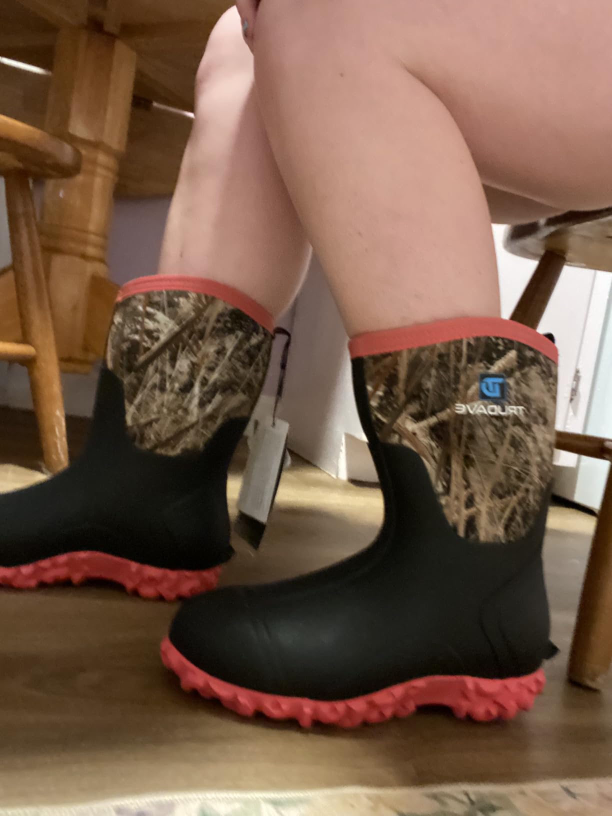 Trudave Rubber Boots for Women with Steel Shank, 6mm Neoprene Mid Calf Rain Boots customer photo 2
