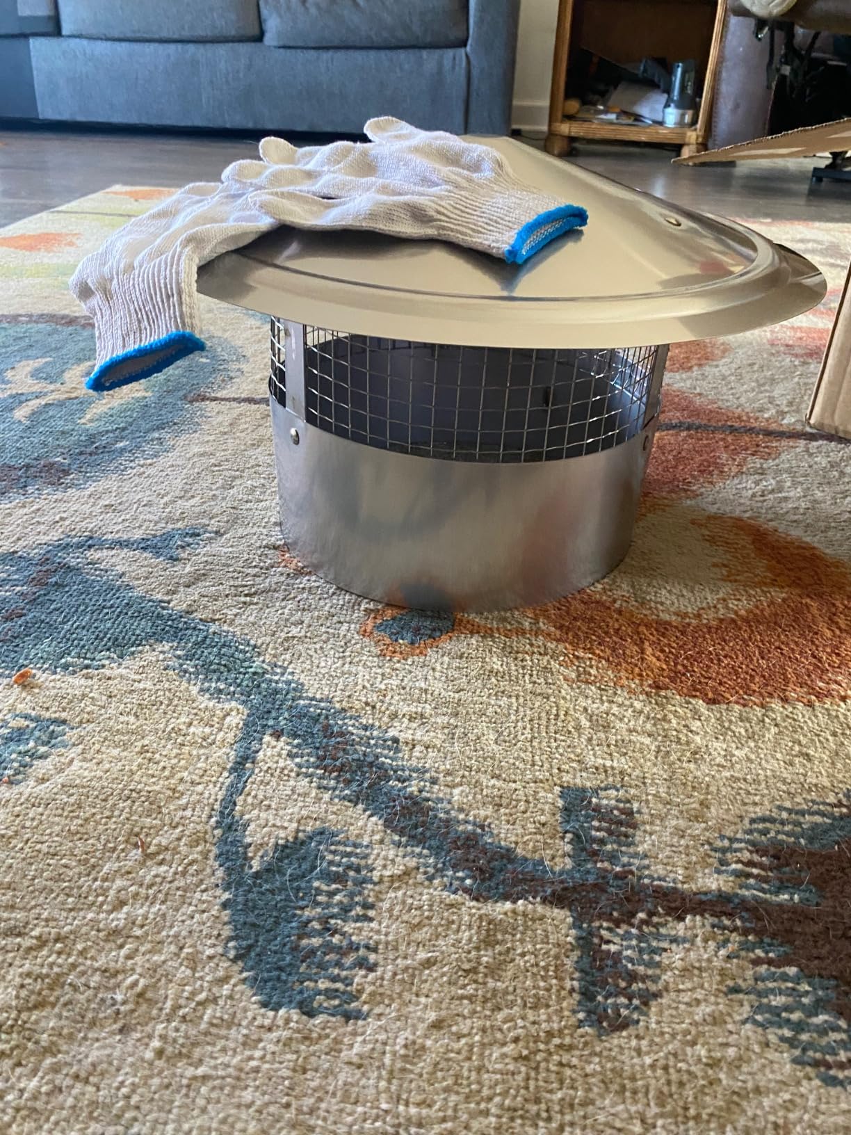 14 Inch Round Chimney Cap(no Assembly Required), 14 Inch Tapered Top Chimney Cap with Fastening Device with Screen, Stainless Steel customer photo 1