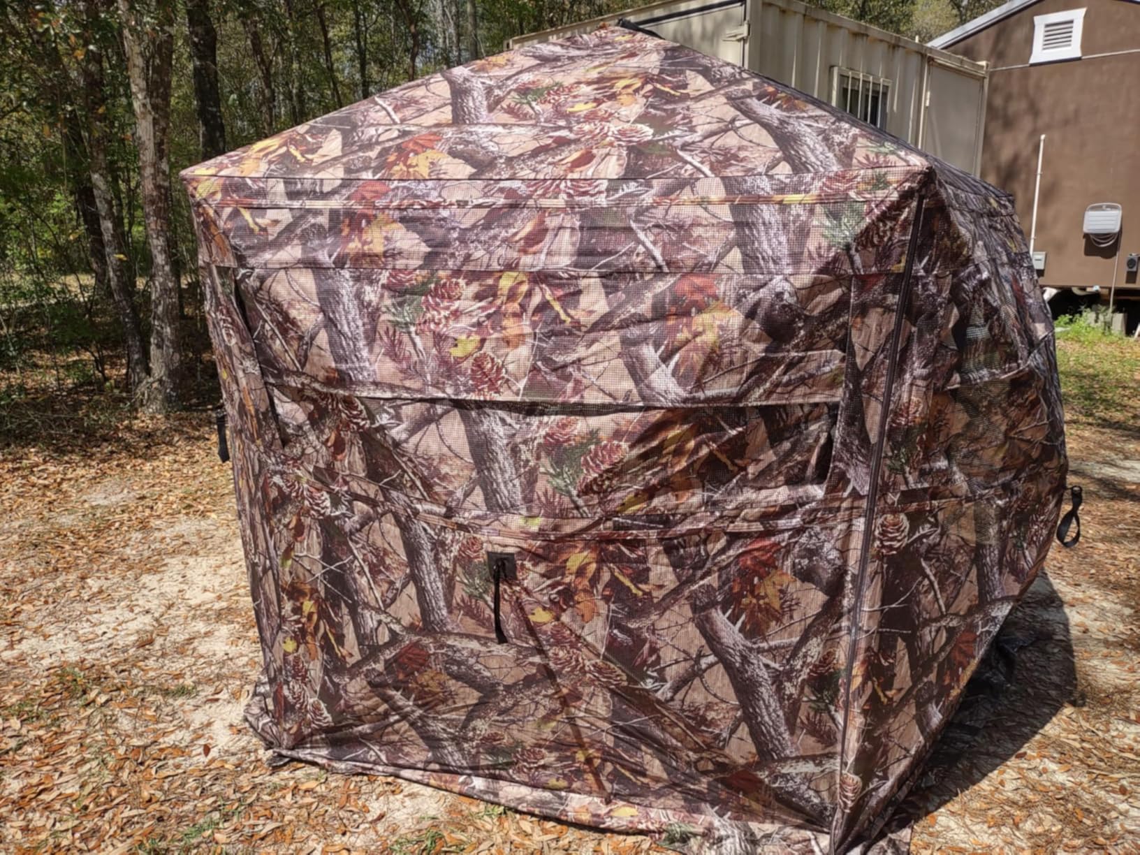 Extra Large Hunting Blind 4 Person with Portable Hunting Chair, 288/360 Degree See Through Pop Up Ground Blinds, Silent Zipper customer photo 2