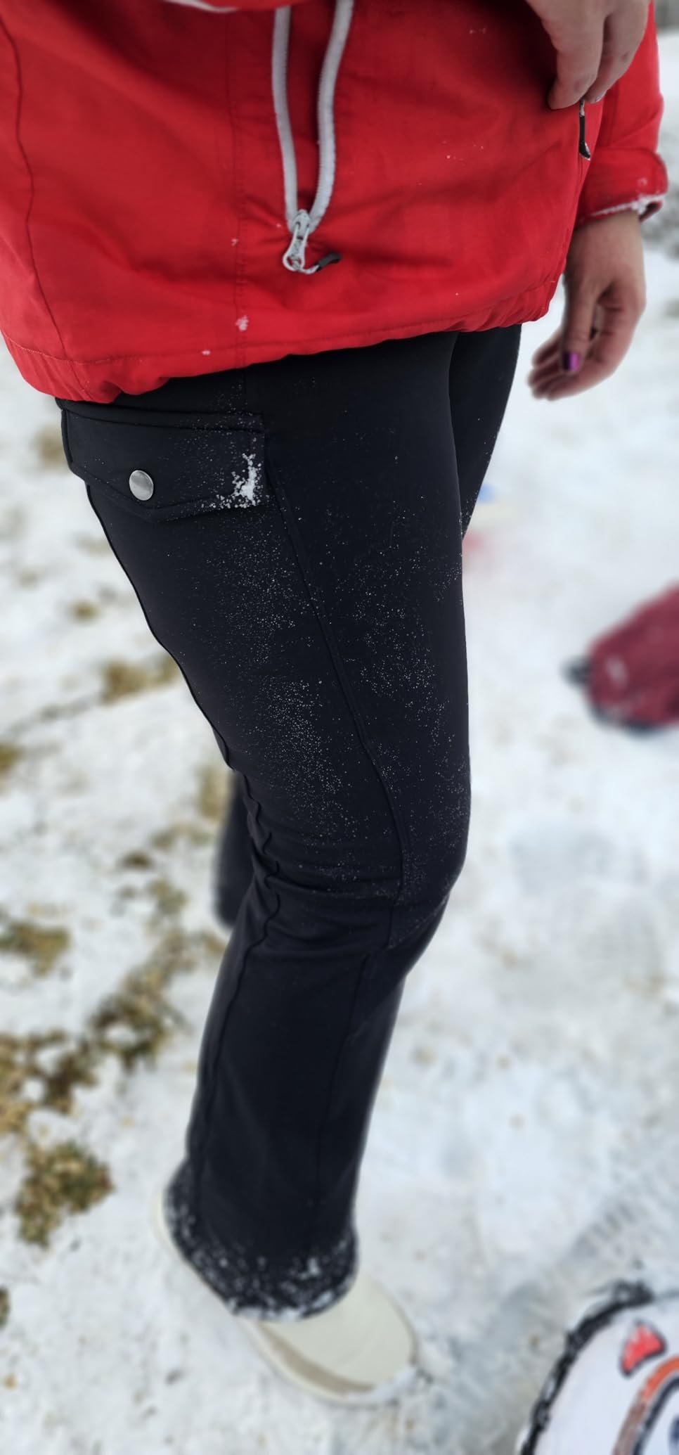 Heathyoga Cargo Pants Women Fleece Lined Leggings Waterproof Hiking Pants Women Thermal Pants Warm Wide Leg Sweatpants Winter customer photo 1