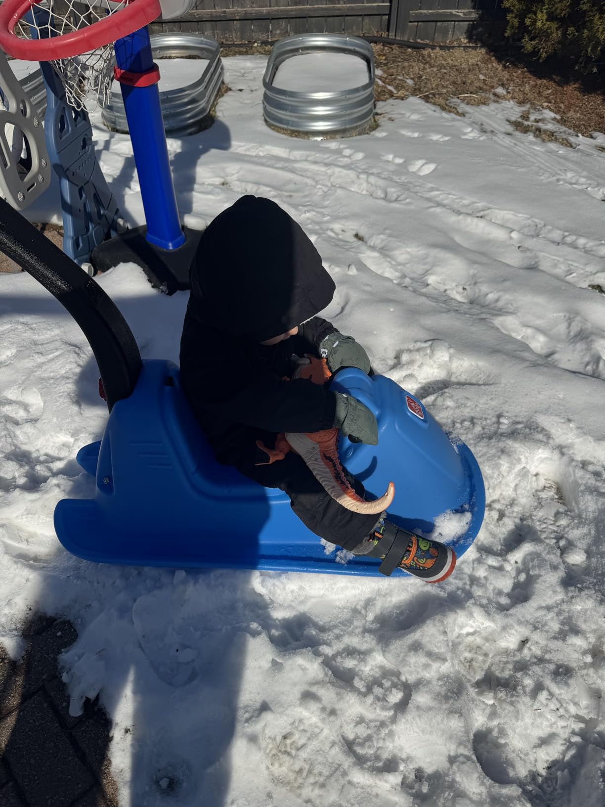 Step2 Push Around Sled, Kids Ride On Toy & Outdoor Snow Toboggan, Made of Durable Plastic, Max Weight 40 lbs., for Toddlers 1.5-3 Years Old, Blue customer photo 1