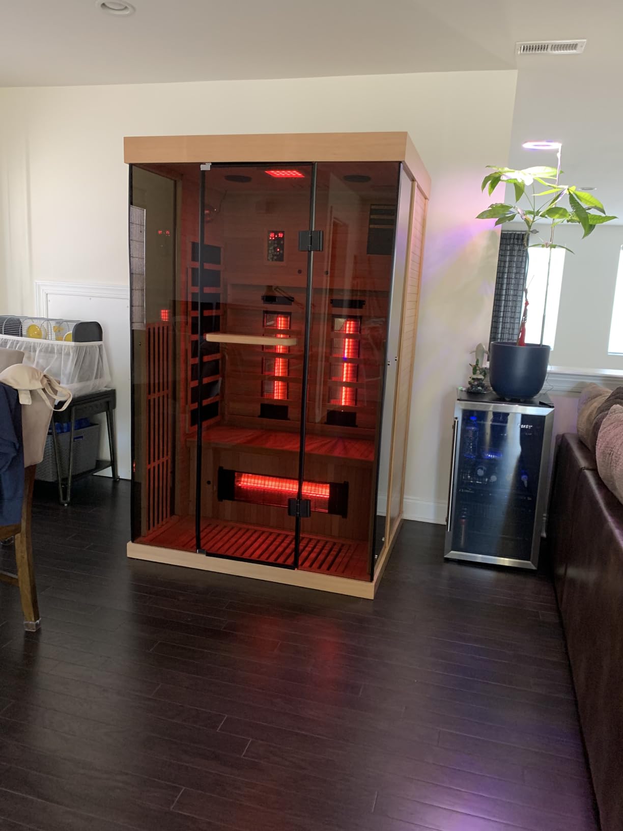 Infrared Sauna, 3-4 Person Home Sauna with Himalayan Salt Panel & 10 Minutes Warm-up System, Indoor Sauna Spa Room with Canadian Hemlock & Panoramic Tempered Glass, 220V customer photo 1