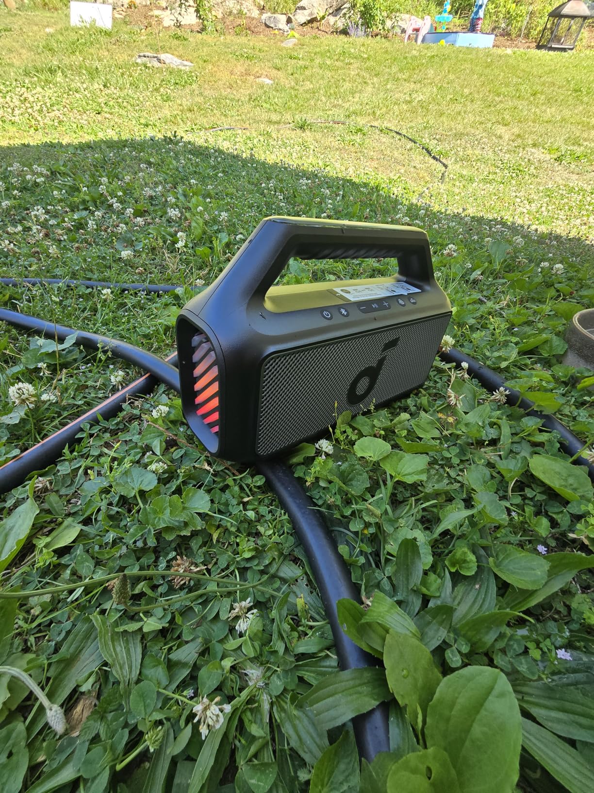 Soundcore Boom 2 By Anker, Outdoor Speaker, 80W, Subwoofer, BassUp 2.0, 24H Playtime, IPX7 Waterproof, Floatable, RGB Lights, USB-C, Custom EQ, Portable for Camping and Beach - Black customer photo 1