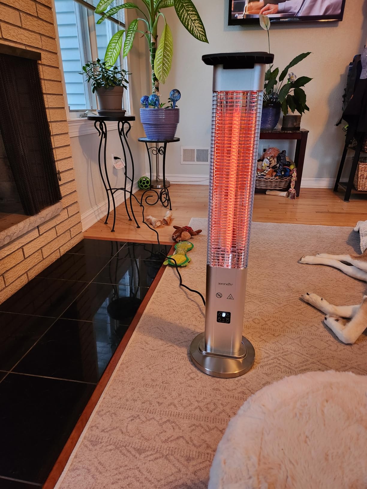 SereneLife Infrared Patio Heater, Electric Patio Heater for Indoor/Outdoor Use, Portable Table Heater with Remote Control, 1500 W, for Restaurant, Patio, Backyard, Garage, Decks (Silver) customer photo 2