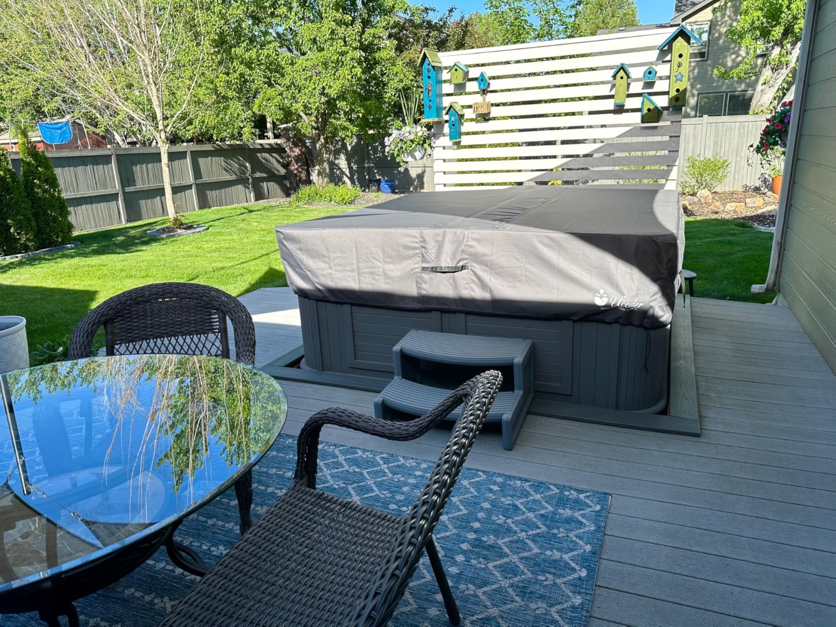 Waterproof Hot Tub Cover - Outdoor Spa Cover Cap 600D Heavy Duty Polyester Hot Tub Cover Protector (88x88x20) customer photo 1