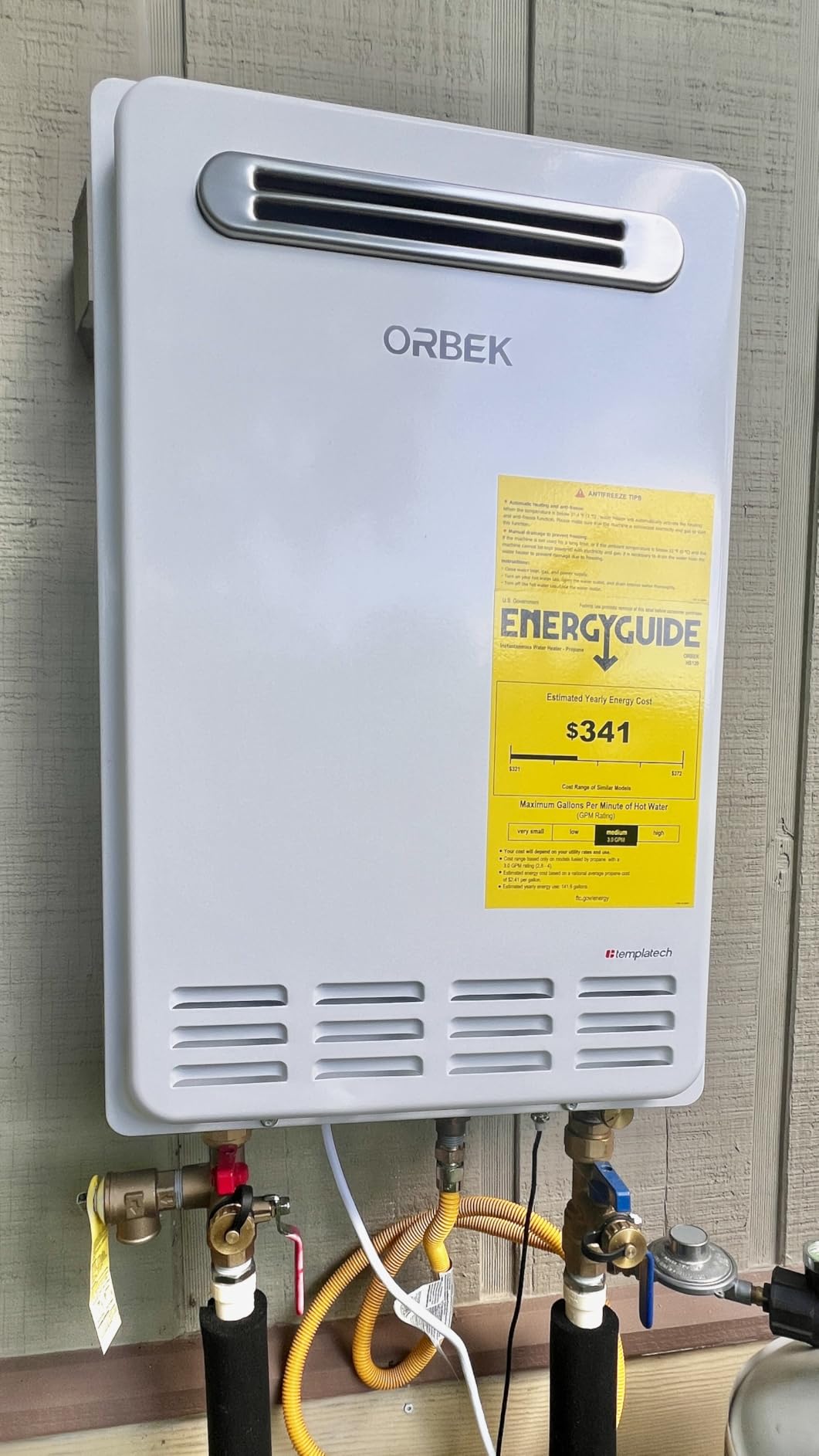 ORBEK Propane Tankless Water Heater Indoor, 4.3 GPM 100,000 BTU Instant Hot Water Heater, CSA Certified On Demand Water Heater for 2-3 Fixtures with LED Display customer photo 2