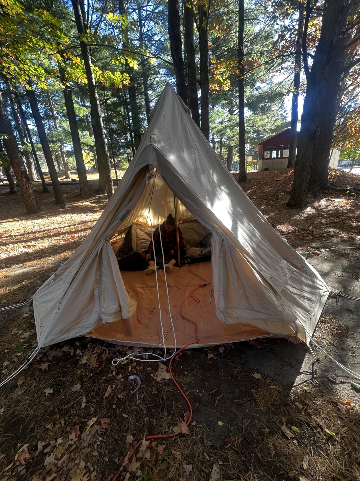 Canvas Bell Tent With Stove Jack - Waterproof and Breathable Yurt, Glamping Tent With Detachable Groundsheet for Camping Party customer photo 2