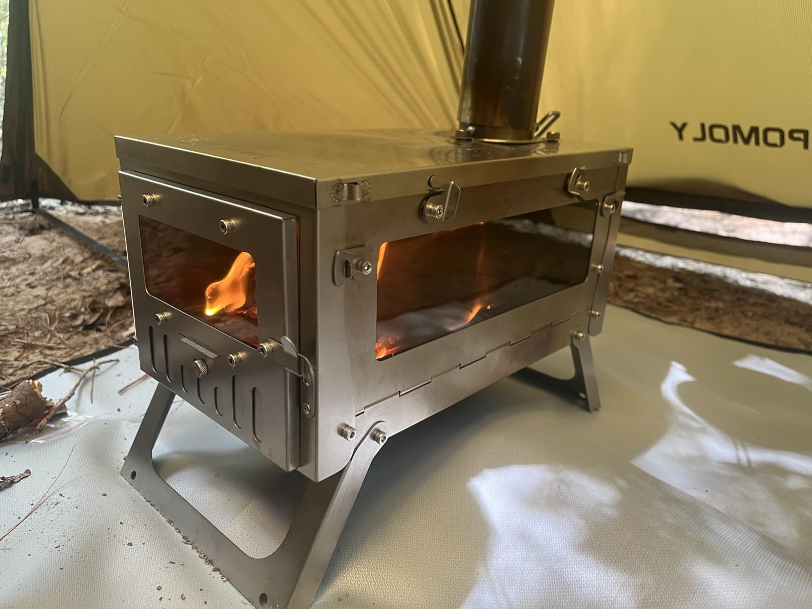 POMOLY Hot Tent Stove Camping Wood Stove, Ti 0.6 Small-Size Portable Lightweight Titanium Stove for Hiking, Cooking, Heating (Stove Pipe 6.56ft / 2m) customer photo 1