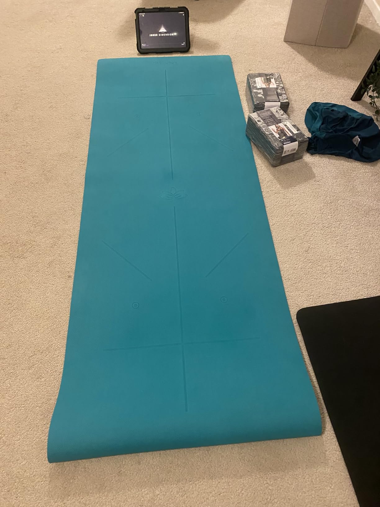 Heathyoga Yoga Mat Non Slip TPE Pilates Exercise Mats for Home Workout Gym Fitness Eco Friendly Thick Hot Yoga Mat with Strap Body Alignment, 72