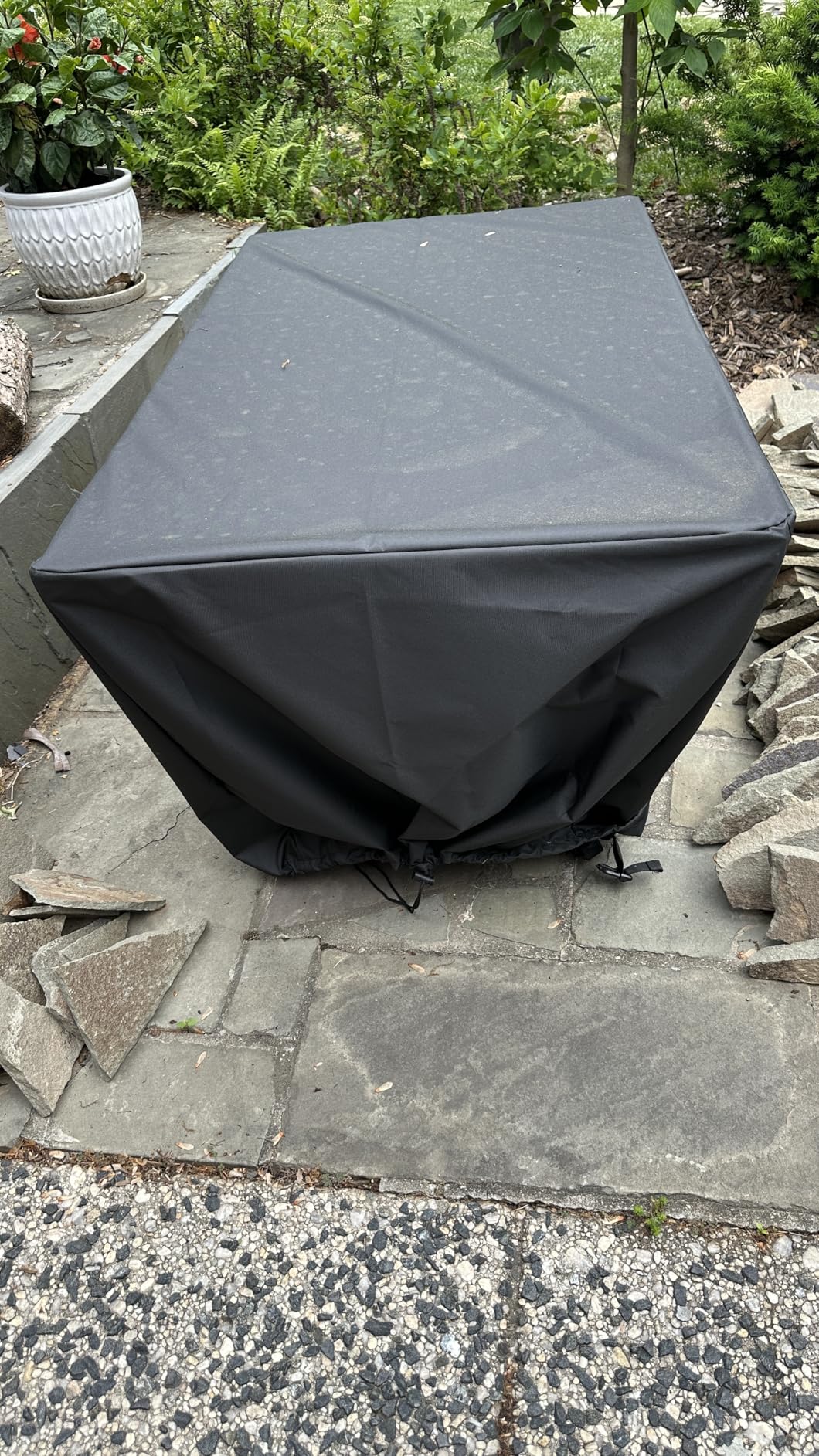 Zettum Fire Pit Cover Rectangular 48 Inch - Outdoor Fire Table Cover Rectangle Heavy Duty & Waterproof, 600D Patio Propane Gas Firepit Cover Rectangular Fade & Weather Resistant - 48 x 28 x 24 Inch customer photo 2