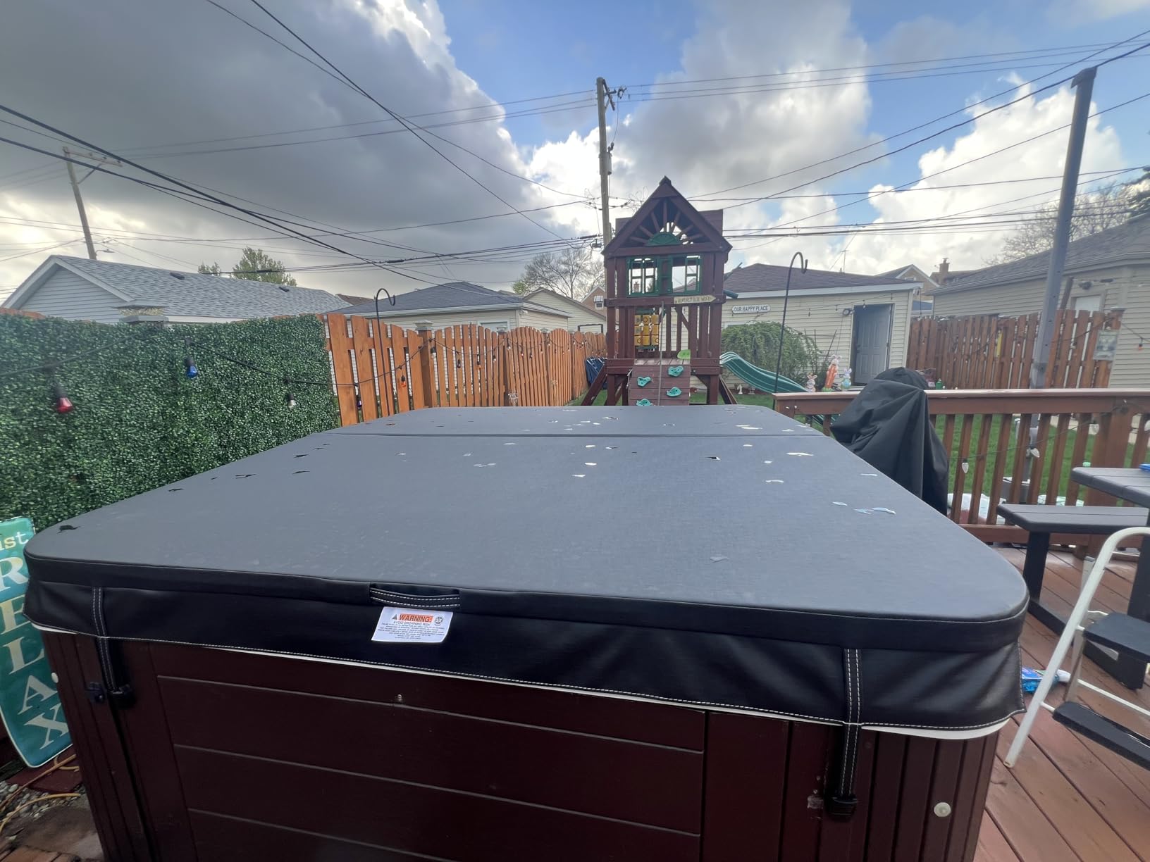 The Cover Guy Hot Tub Cover | Replacement Spa Covers with UV Protected Vinyl + High Density Foam | Energy-Saving Cover for All Climates | Fits Square Tubs with 82-84 inches Sides and 8 inches Corners | Black customer photo 1