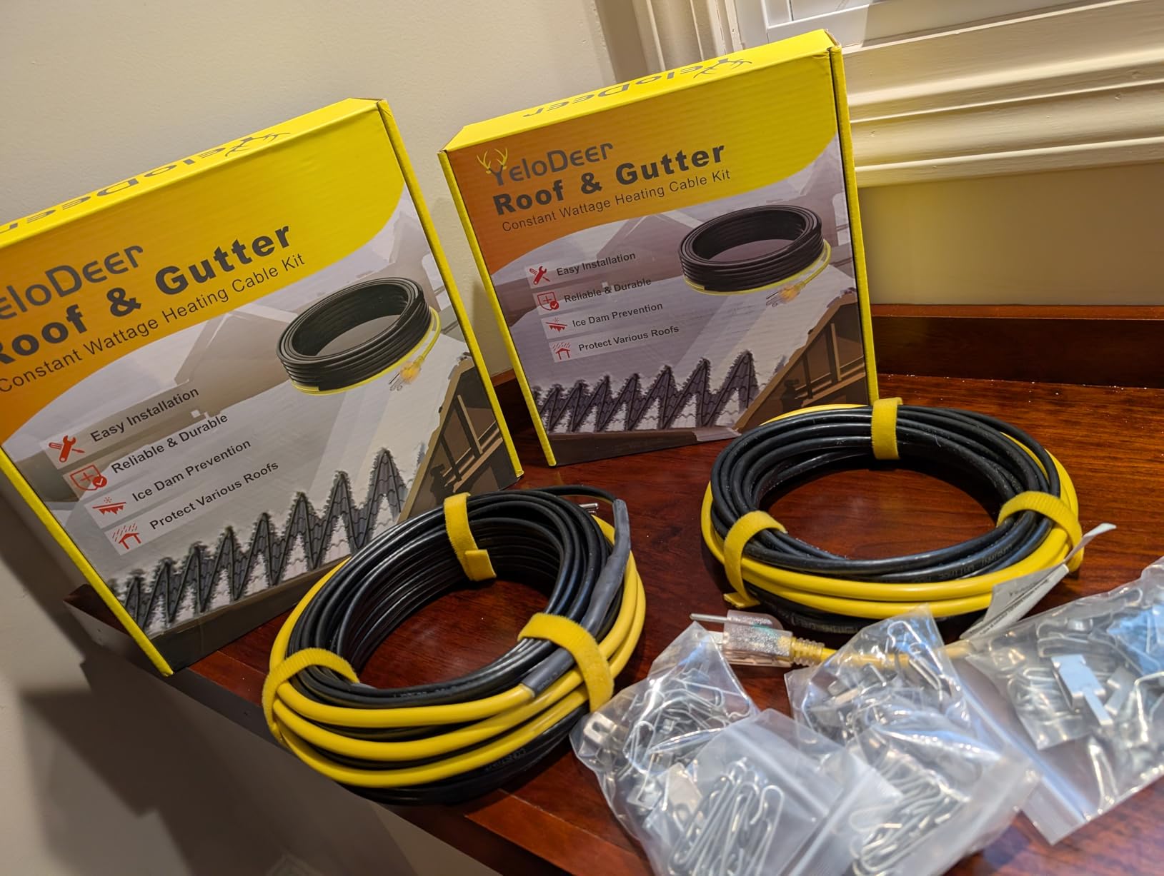 70 FT Gutter Heat Cable Kit, 6 W/FT Heat Tape for Roof and Gutters, Self-Regulating Roof Melt Heating Snow De-Icing Cable, 120V (YeloDeer) customer photo 2