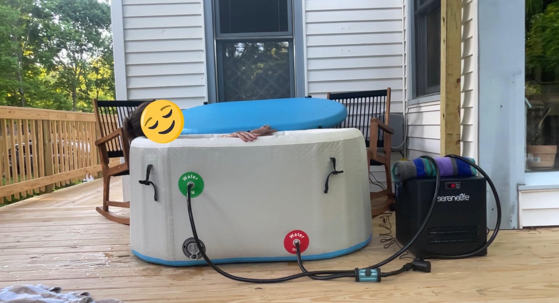 SereneLife Inflatable Cold Plunge Tub Ice Bath, One Person Ice Bath Tub with Lid, Drop Stitch PVC, Double Layer Seals, Heavy Duty Cold Plunge Therapy Recovery Pod for Athletes customer photo 1