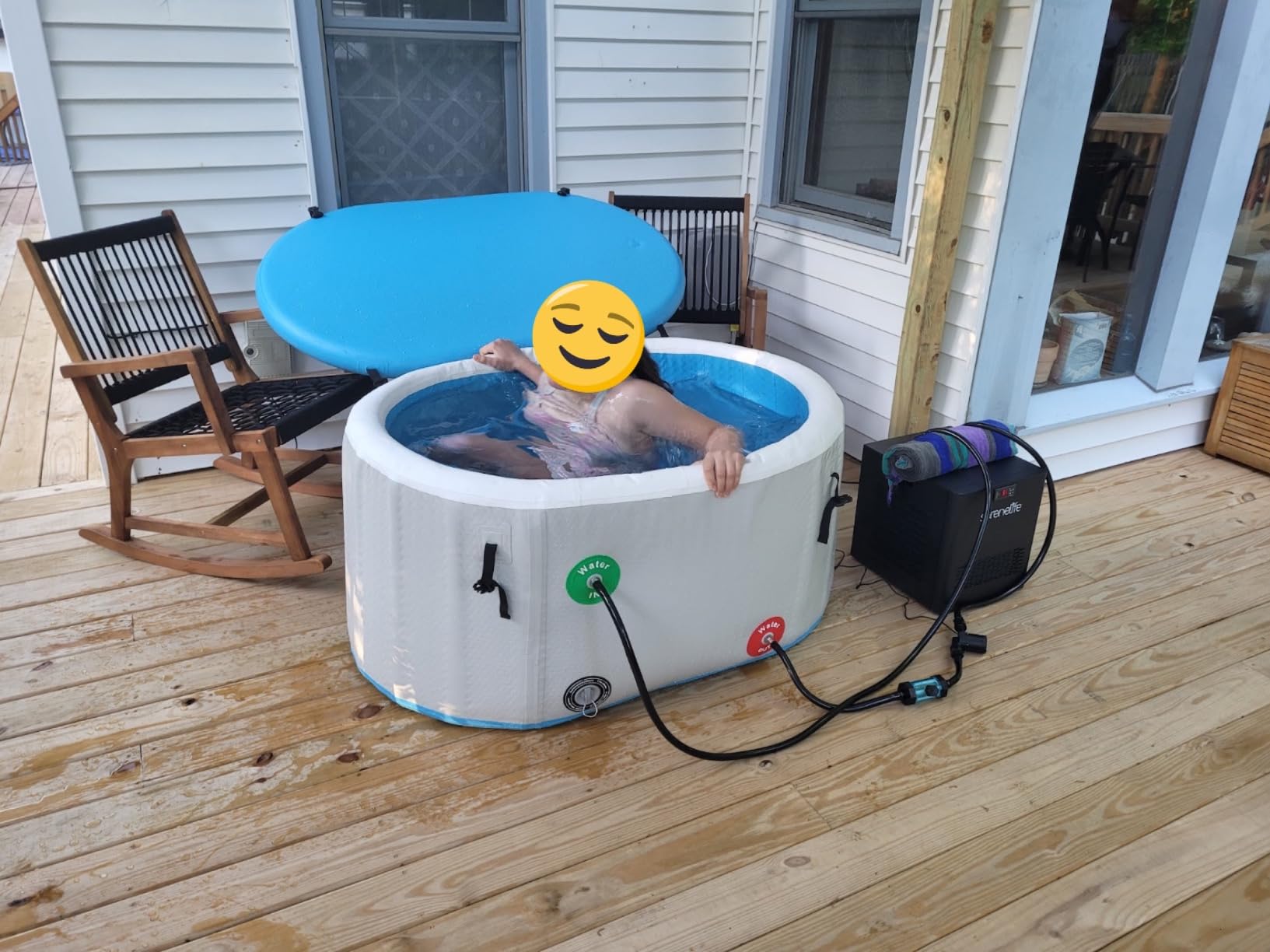 SereneLife Inflatable Cold Plunge Tub Ice Bath, One Person Ice Bath Tub with Lid, Drop Stitch PVC, Double Layer Seals, Heavy Duty Cold Plunge Therapy Recovery Pod for Athletes customer photo 2