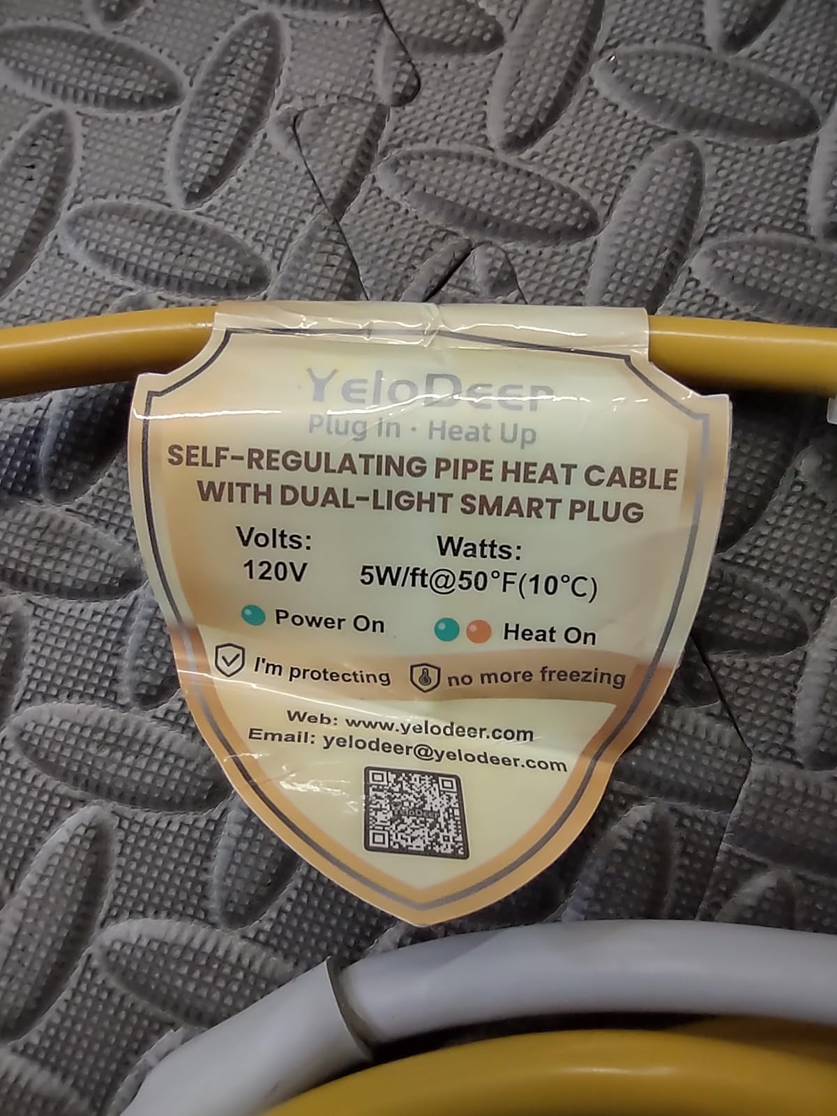 12 FT Heat Tape for Water Pipes Freeze Protection, YeloDeer Self Regulating Heat Trace with Thermostat, Heating Cable for Metal Plastic Pex Pipes Keeps Water Flowing at -40F 5W/Ft, 120V customer photo 2