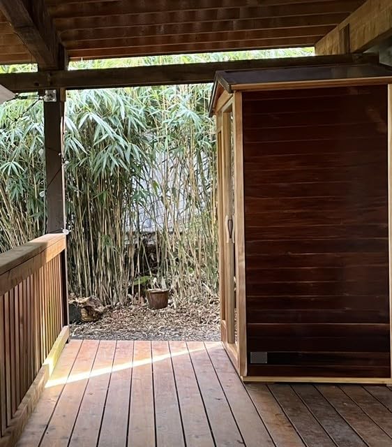 Smart Home Sauna 1 Person, 0-5mG Ultra Low Emf Far Infrared Sauna, 1420W Hemlock Wooden Personal Indoor Sauna with APP & LCD Panel Control, Chromotherapy Light, Bluetooth Speaker, Reading Light customer photo 2