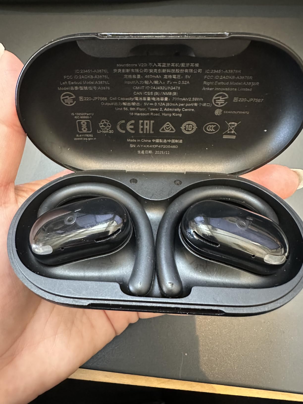 Soundcore V20i by Anker Open-Ear Headphones, Adjustable Ear Hooks, Ultra-Comfort, Snug Fit, Powerful Sound, Clear Calls, IP55, 36H Playtime, Bluetooth 5.4 Wireless Earbuds, Multipoint Connection customer photo 1