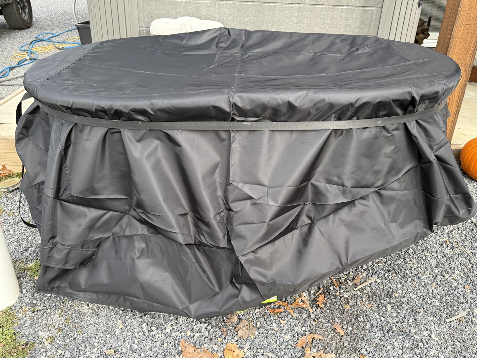 Rubermaid 150 Gallon Waterproof Stock Tank Cover with Zipper, Rectangular Cold Plunge Oval Ice Bath Tub Horse Livestock Water Trough Insulated Cover for Outside Polar Protector 150 Gallon Tank customer photo 2
