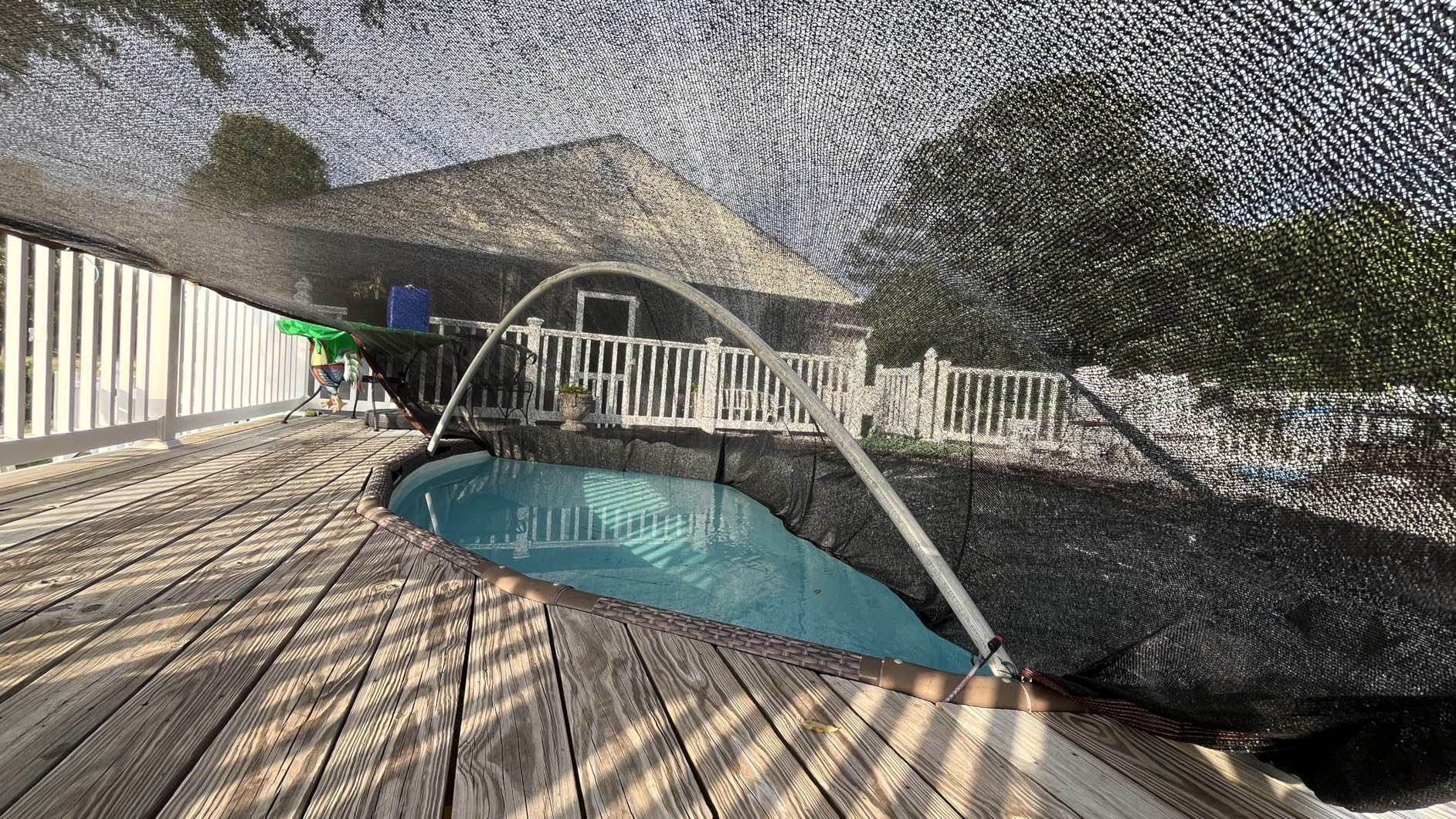 21ft Round Leaf Net Pool Cover for Above Ground Pools,Winter Above Ground Pool Cover to Catching Leaves, Mesh Tarp with Grommets, Resistant Garden Sun Shade Netting(Only Cover) customer photo 2
