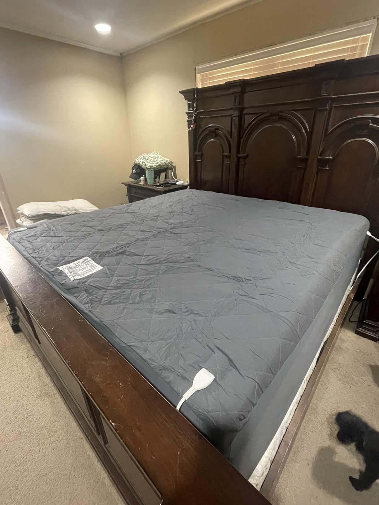 Heated Mattress Pad King Size Quilted Zone Heating Electric Bed Warmer Comfort Heat Mattress Pad Cover Dual Controller（12 Heat Setting | 1-12 Hours Auto Shut Off | with 8-21 Inch Deep Pocket） Gray customer photo 1