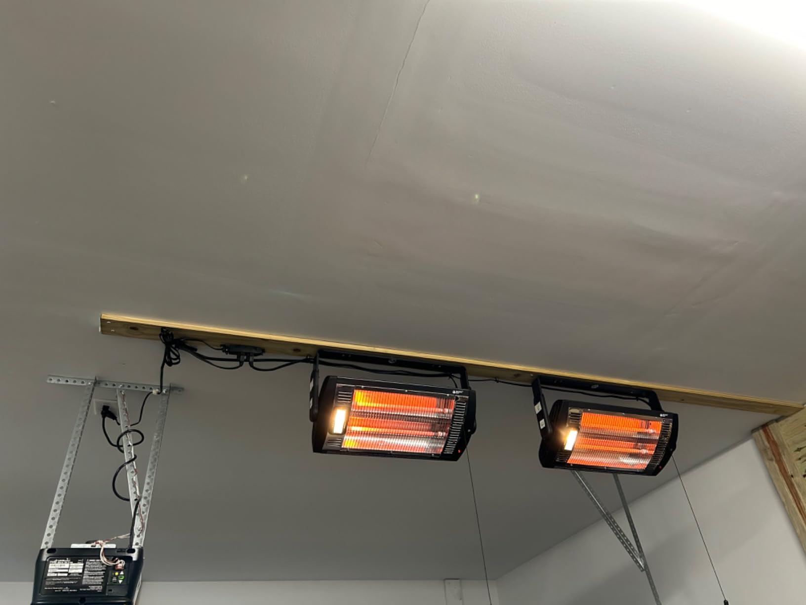 BEYOND HEAT Electric Garage Heater 120V, 750/1500W Ceiling Mount Space Heater for Garage, Shop, Patio with 90 Degree Adjustable Tilt, Dual Quartz Radiant, Safety Metal Grille and Overheat Protection, 1-Pack customer photo 1