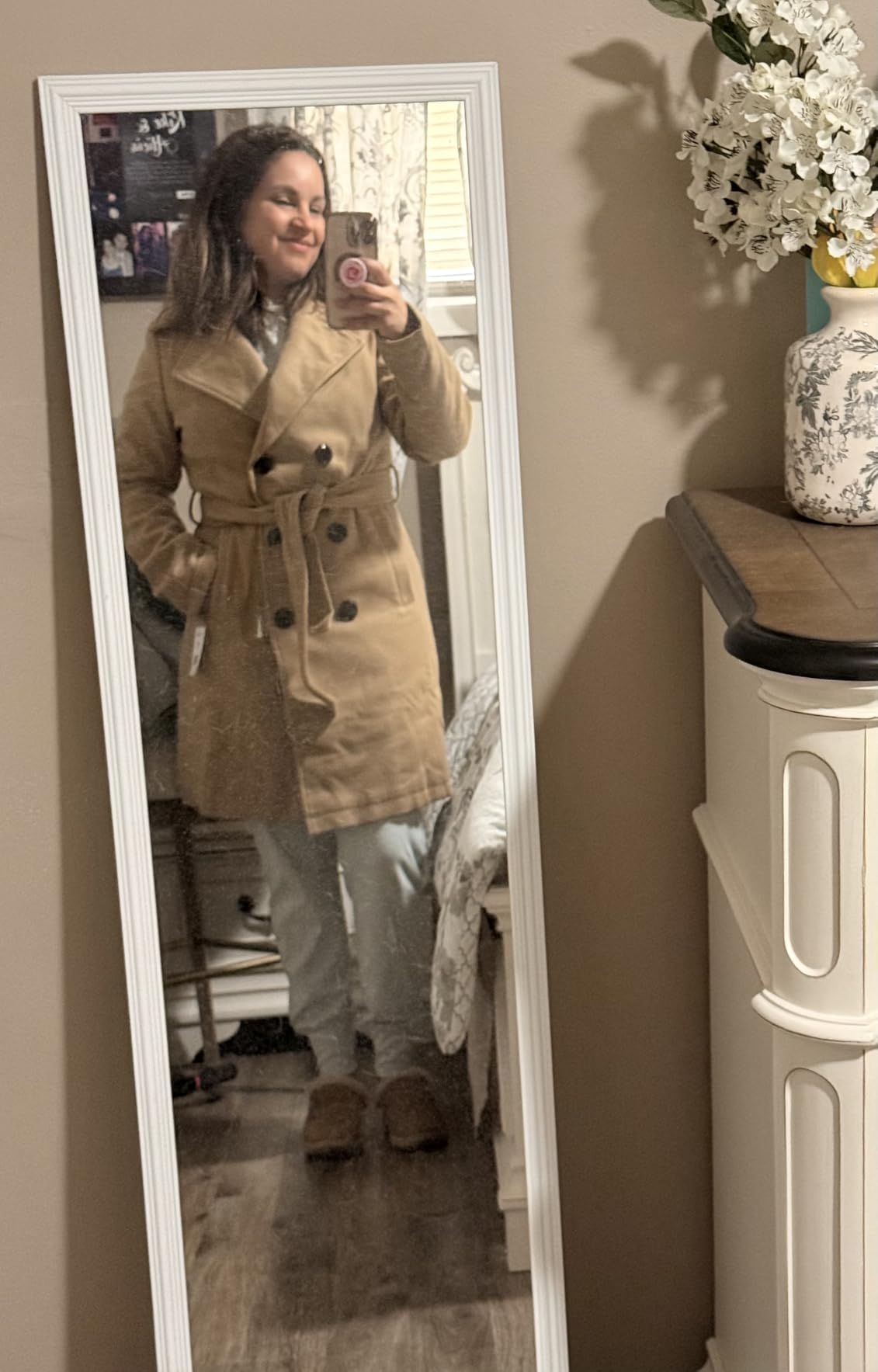 Trench Coat for Women - Double-Breasted Long Winter Faux Wool Coat customer photo 1