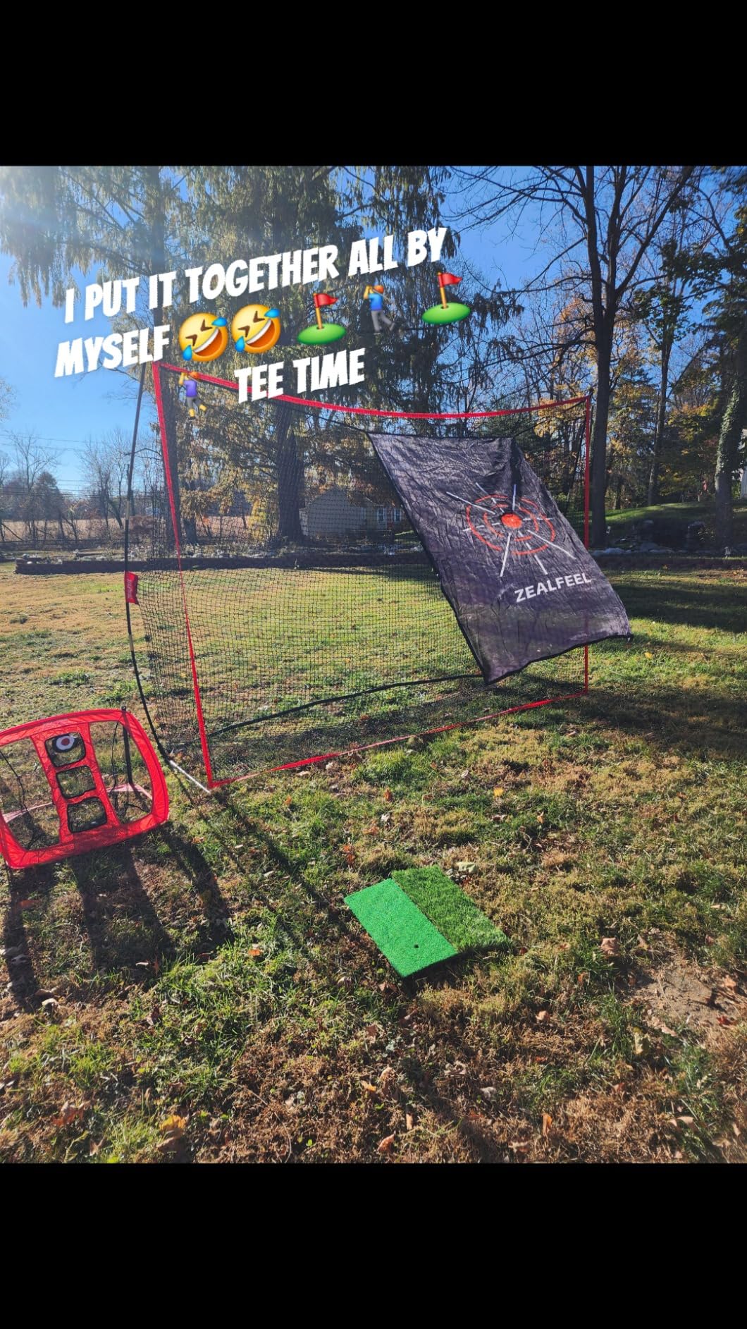ZEALFEEL Golf Net, 10x7ft Practice Net with Chipping Net, Foldable Mat, Silk Target, 8 Tees, 6 Balls, Carry Bag customer photo 1