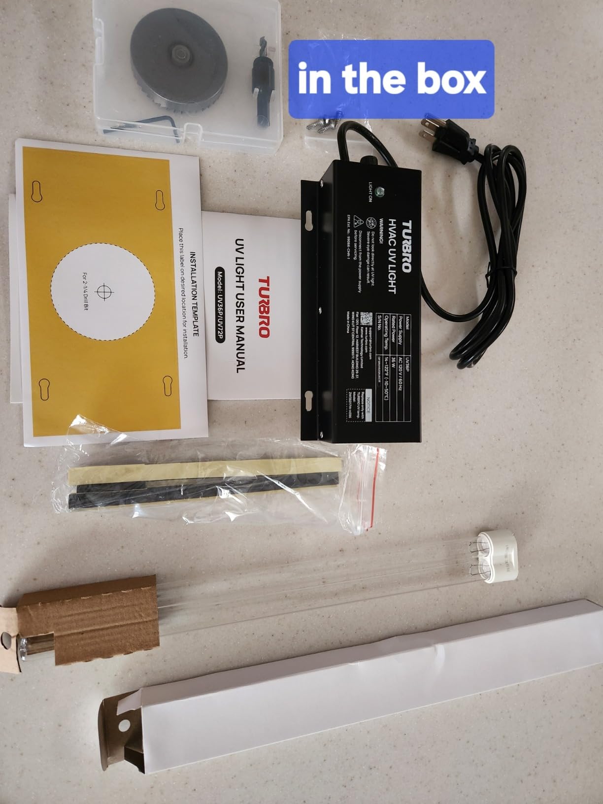 TURBRO AC 120V 36W HVAC UV Light Kit Air Purifier, ETL&CARB Certified, Comes with a 15.2 in 4-Pin 2G11 Base Lamp, Installation Template, and Ballast, UV36P customer photo 2