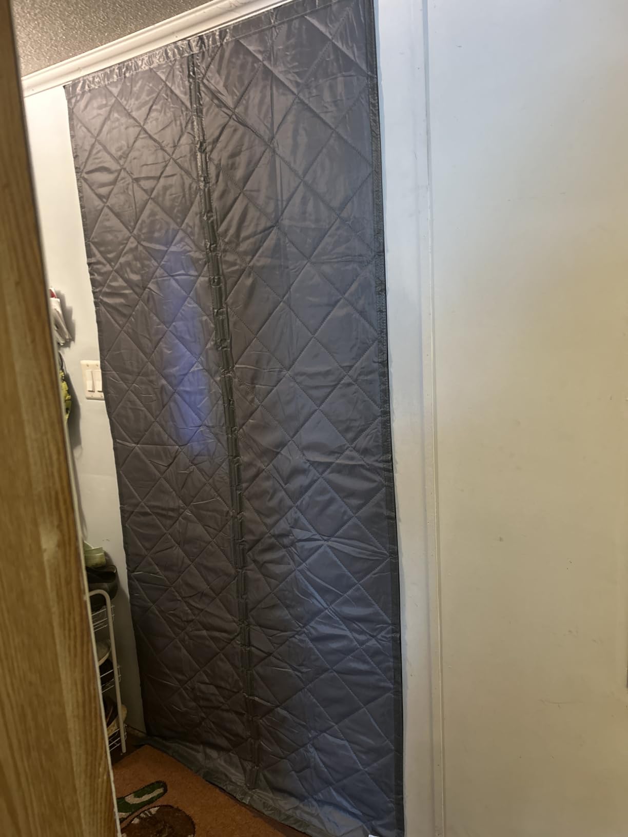 Magnetic Thermal Insulated Door Curtain Cover Block fit 36x82inch Door, Curtains Itself Size 38x84inch Cotton Thermal Curtain for Winter, Thermal Doors Curtain for Doors Blocking Wind and Snow customer photo 1