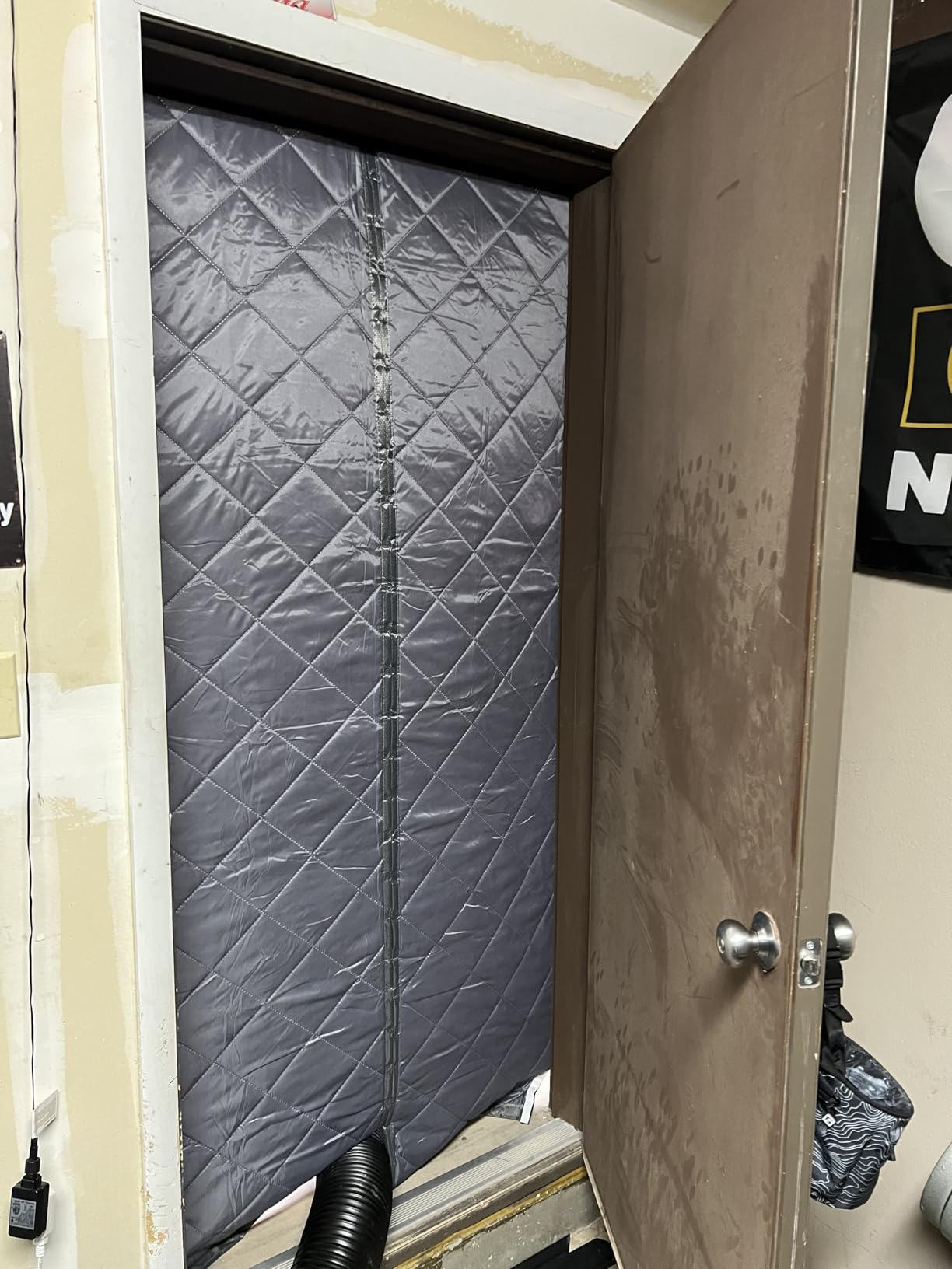 Magnetic Thermal Insulated Door Curtain Cover Block fit 36x82inch Door, Curtains Itself Size 38x84inch Cotton Thermal Curtain for Winter, Thermal Doors Curtain for Doors Blocking Wind and Snow customer photo 2