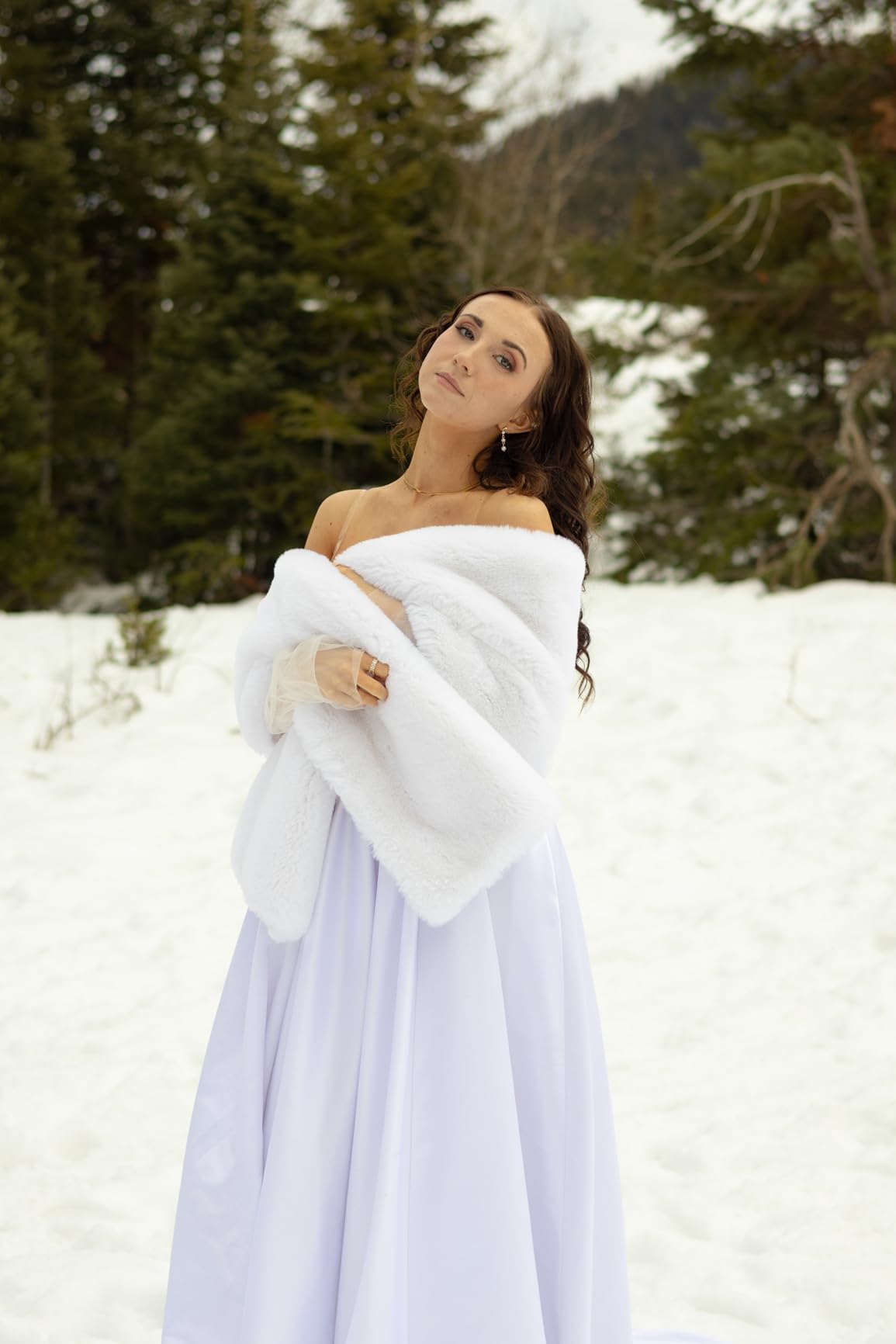 Women's Faux Fur Shawl Wraps for Wedding/Bridal/Evening Party customer photo 1