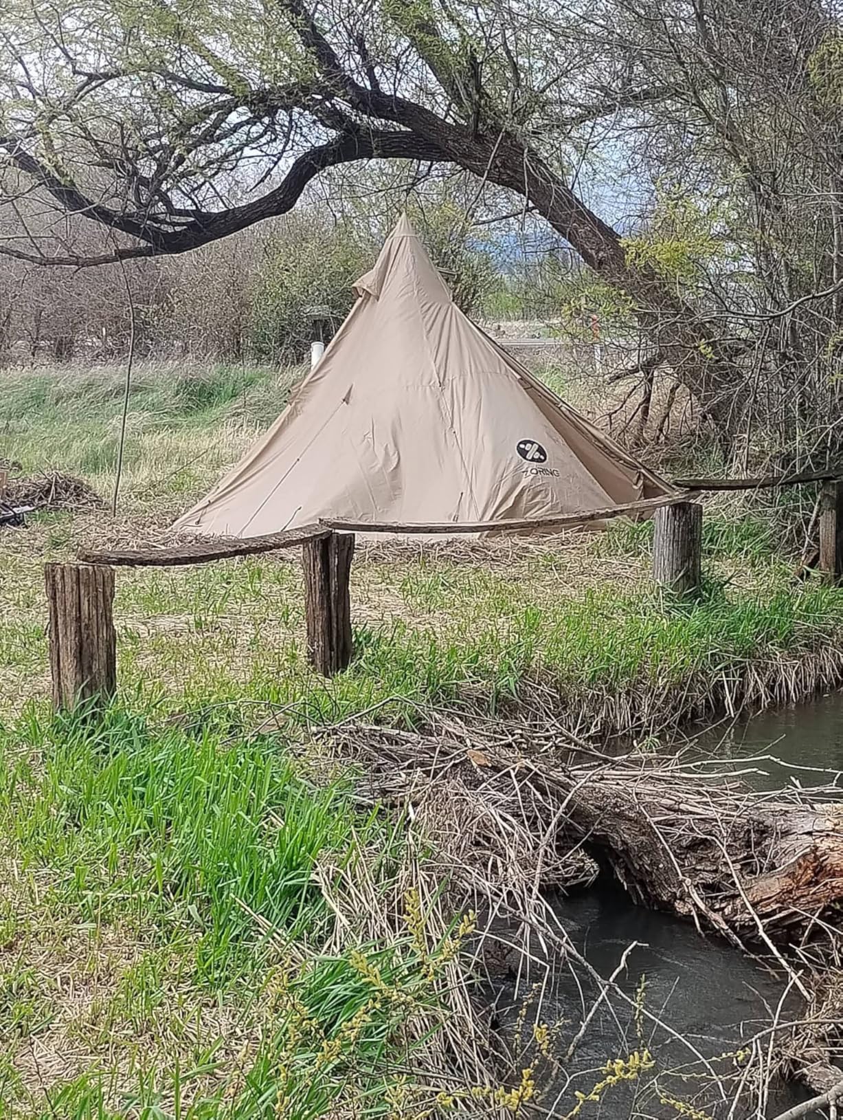 Hot Tent with Stove Jack, 4 Season 3-4 Person Tipi Tent for Camping, 8.2ft Standing Room with Snow Skirt, Cold Weather Shelter customer photo 1