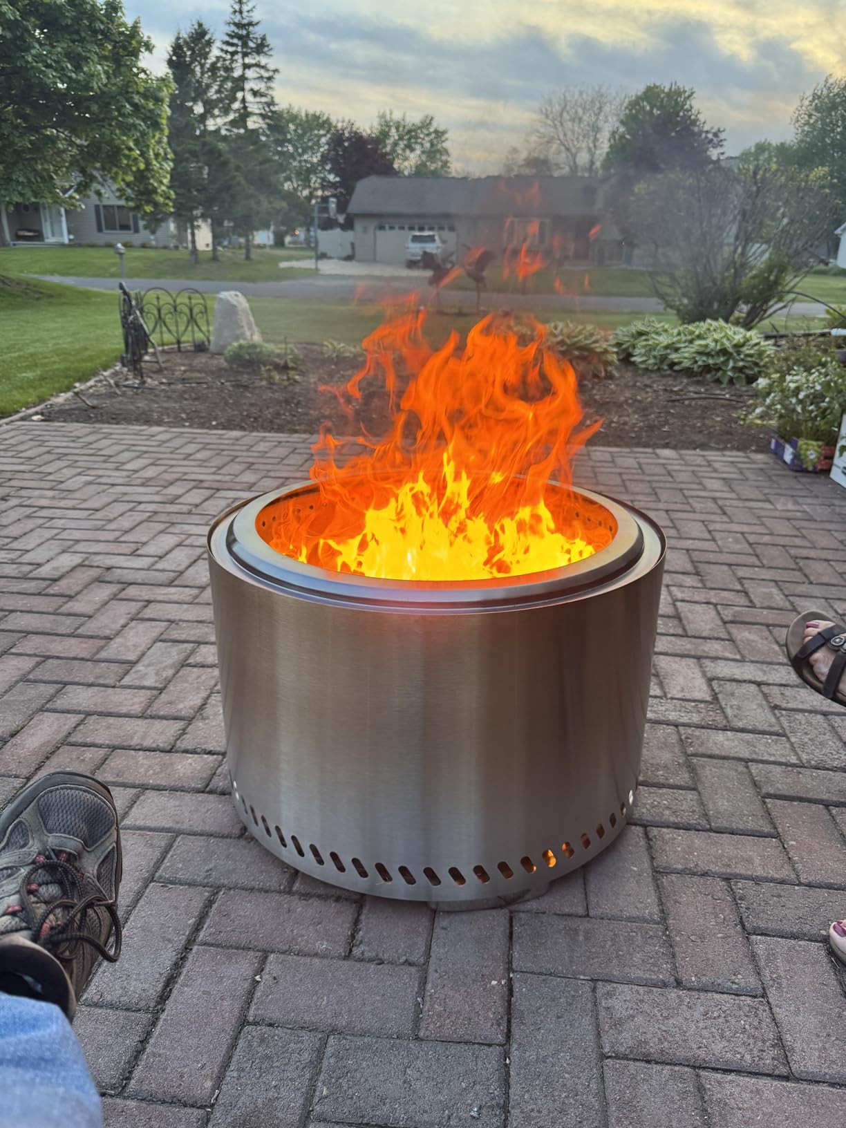 YEFU Fire Pit with Removable Ash-Pan: Smokeless Firepit 304 Stainless Steel Material - Outdoor Fire Pit Silver 27 inch customer photo 1