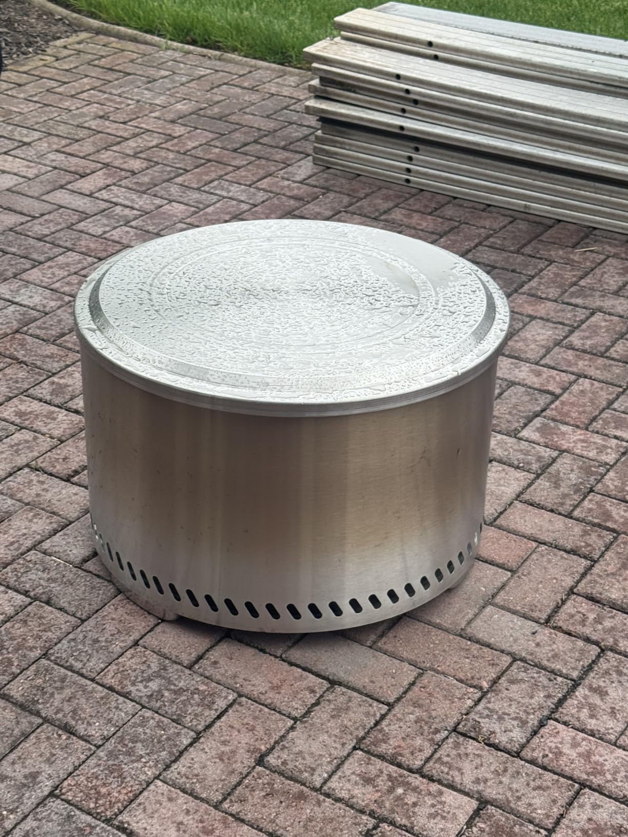 YEFU Fire Pit with Removable Ash-Pan: Smokeless Firepit 304 Stainless Steel Material - Outdoor Fire Pit Silver 27 inch customer photo 2