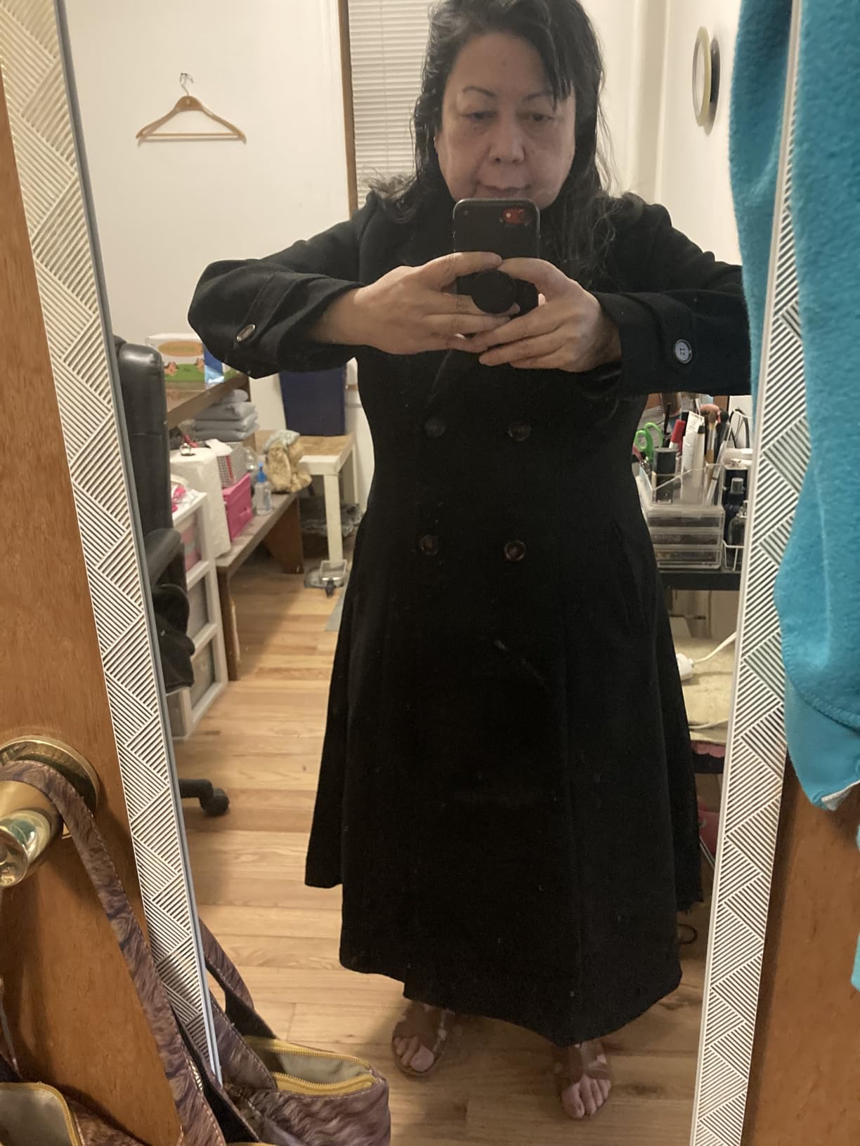 Womens Long Wool Coat Fall Winter Double Breasted Trench Coat Peacoat Jackets customer photo 2