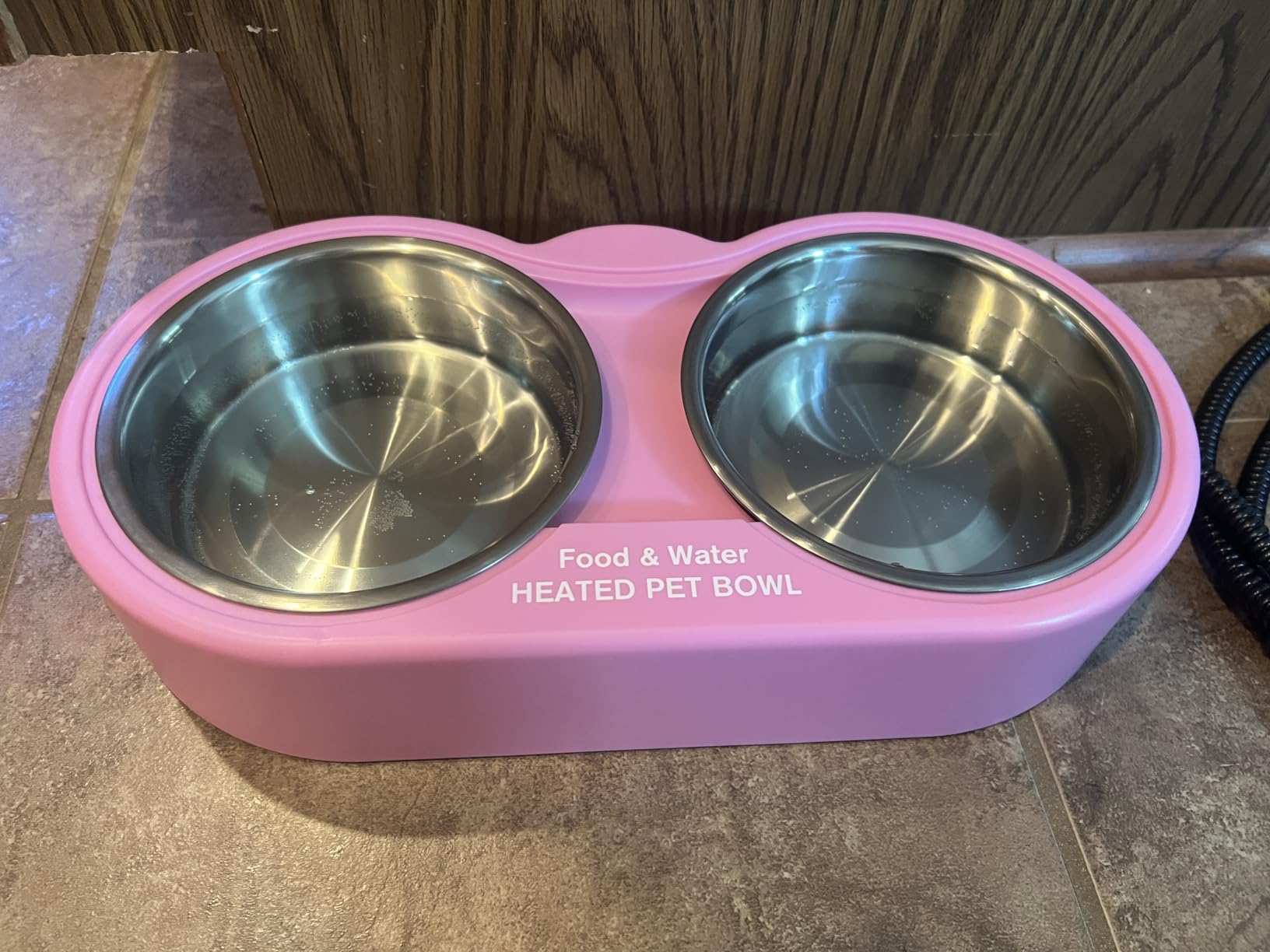 Heated Water Bowl for Dog & Cat, Outdoor Indoor Heated Pet Bowl with 2 Stainless Steel Bowl 48 OZ Large Capacity Provide Non Freezing Water & Food in Winter Double Heated Sink customer photo 2