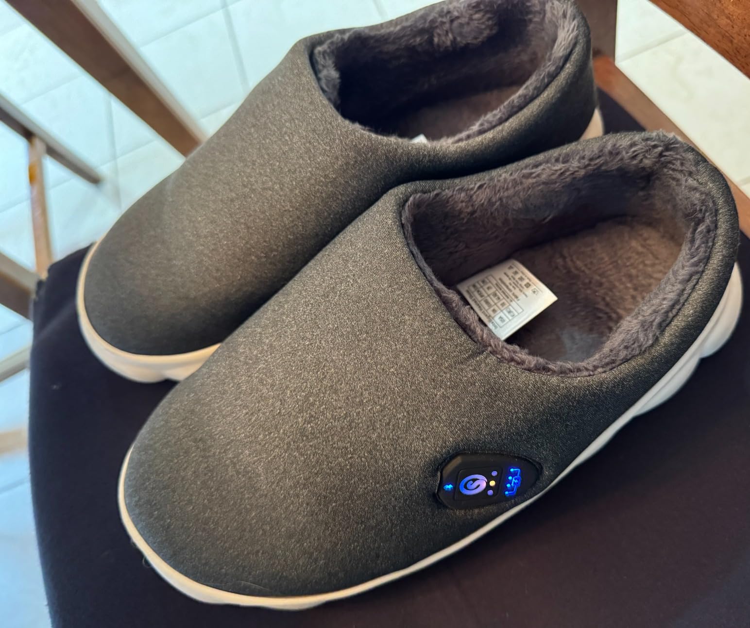 Heated Slippers with App Control, 7.4V Electric Heated Foot Warmer for Men Women, Heated Shoes for Winter Home customer photo 2
