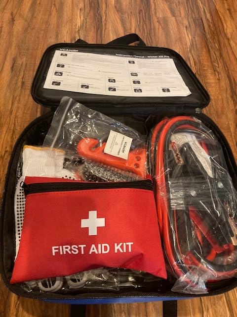 VCANENERGY Car Emergency Kit with Jumper Cable, First Aid Kit, Winter Travel Assistance with Detachable Snow Shovel, Safety Emergency Kit for Cars, Trucks customer photo 2