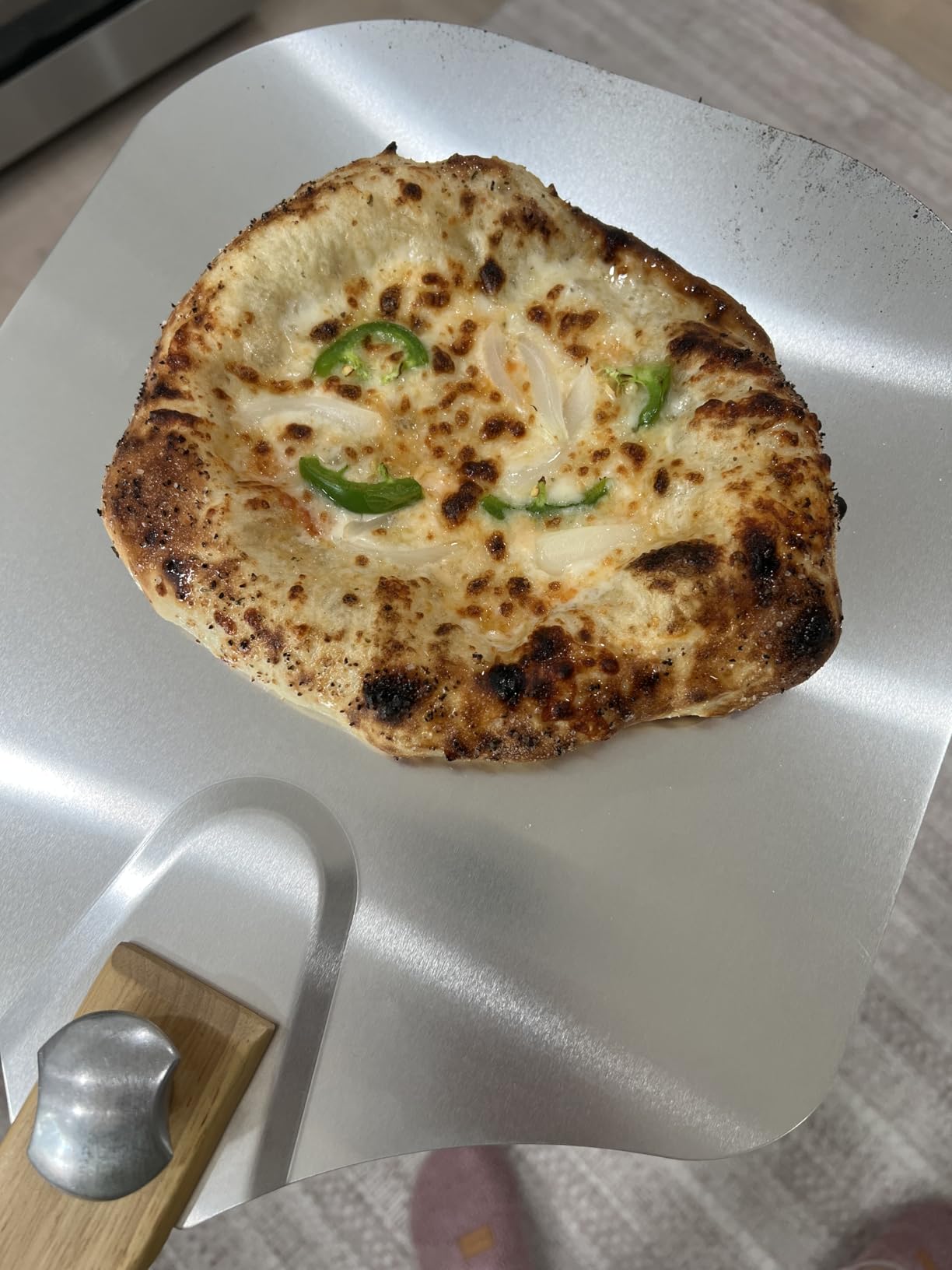 Pizza Oven Accessories 4 PCS, Pizza Kit, Aluminum Pizza Paddle with Foldable Wood Handle, Pizza Cutter, Rocker Blade, Cutter Wheel, Pizza Server, Pizza Peel Set, Pizza Tools customer photo 2