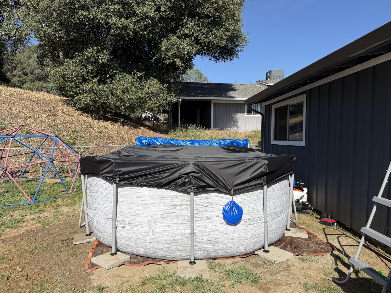 QH.HOME 18ft Round Pool Cover, Ultimate Windproof & Tear-Resistant Fabric, Snug Fit with Patented Ratchet & Weight Rings, Solar Pool Cover for Above Ground Pools customer photo 1