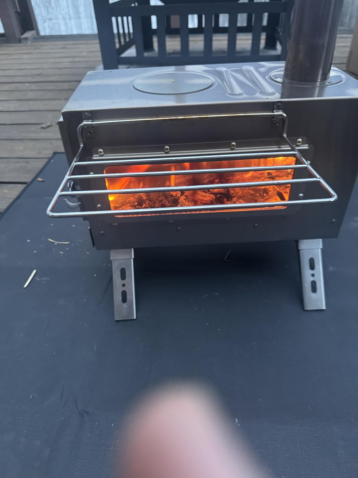 Hot Tent Stove, unho Wood Burning Stove, Portable Wood Stove with 6 Stainless Chimney Pipes for Outdoor Heating & Cooking, Ice Fishing, Hunting, Winter Warmth customer photo 1