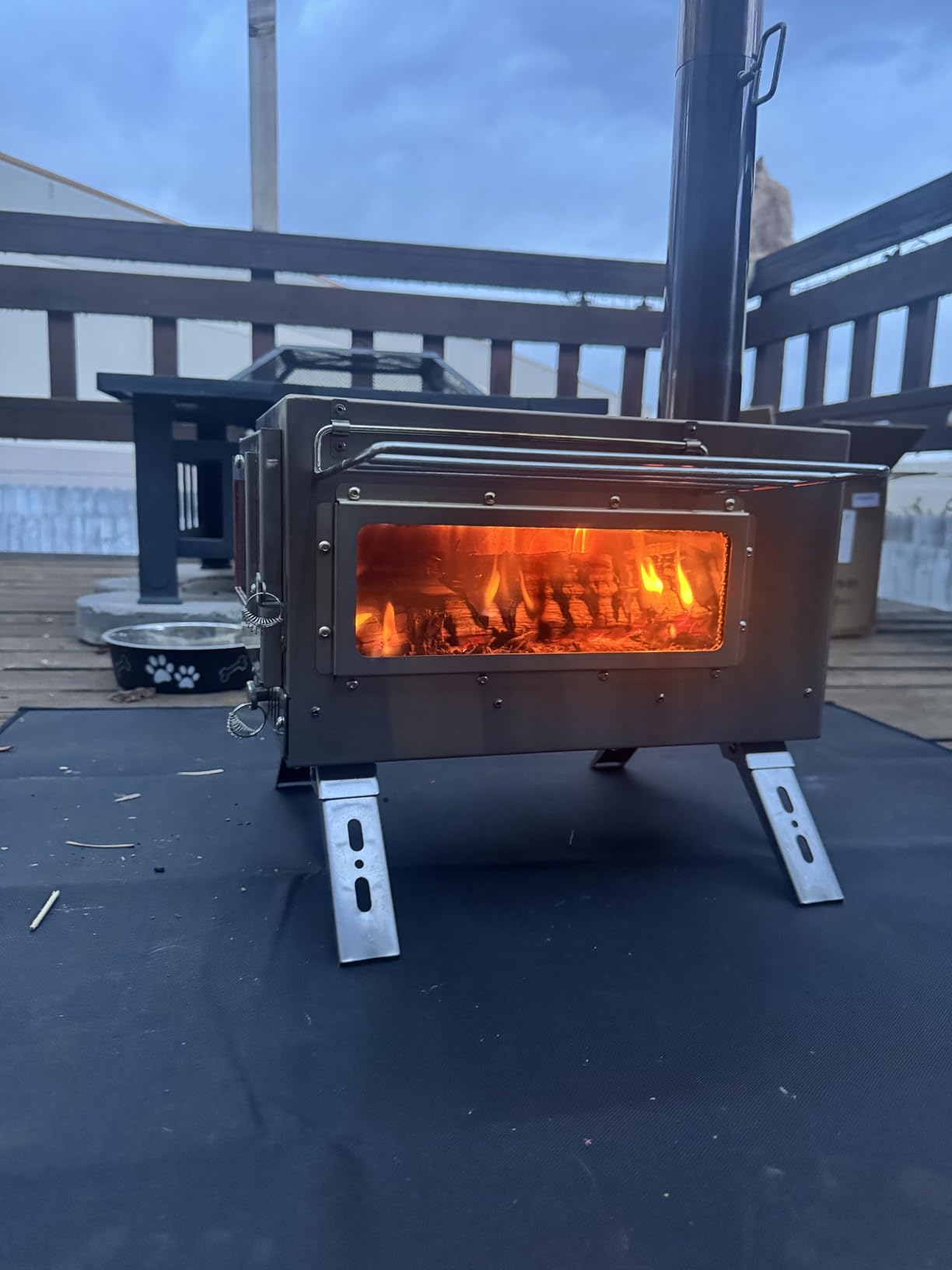 Hot Tent Stove, unho Wood Burning Stove, Portable Wood Stove with 6 Stainless Chimney Pipes for Outdoor Heating & Cooking, Ice Fishing, Hunting, Winter Warmth customer photo 2