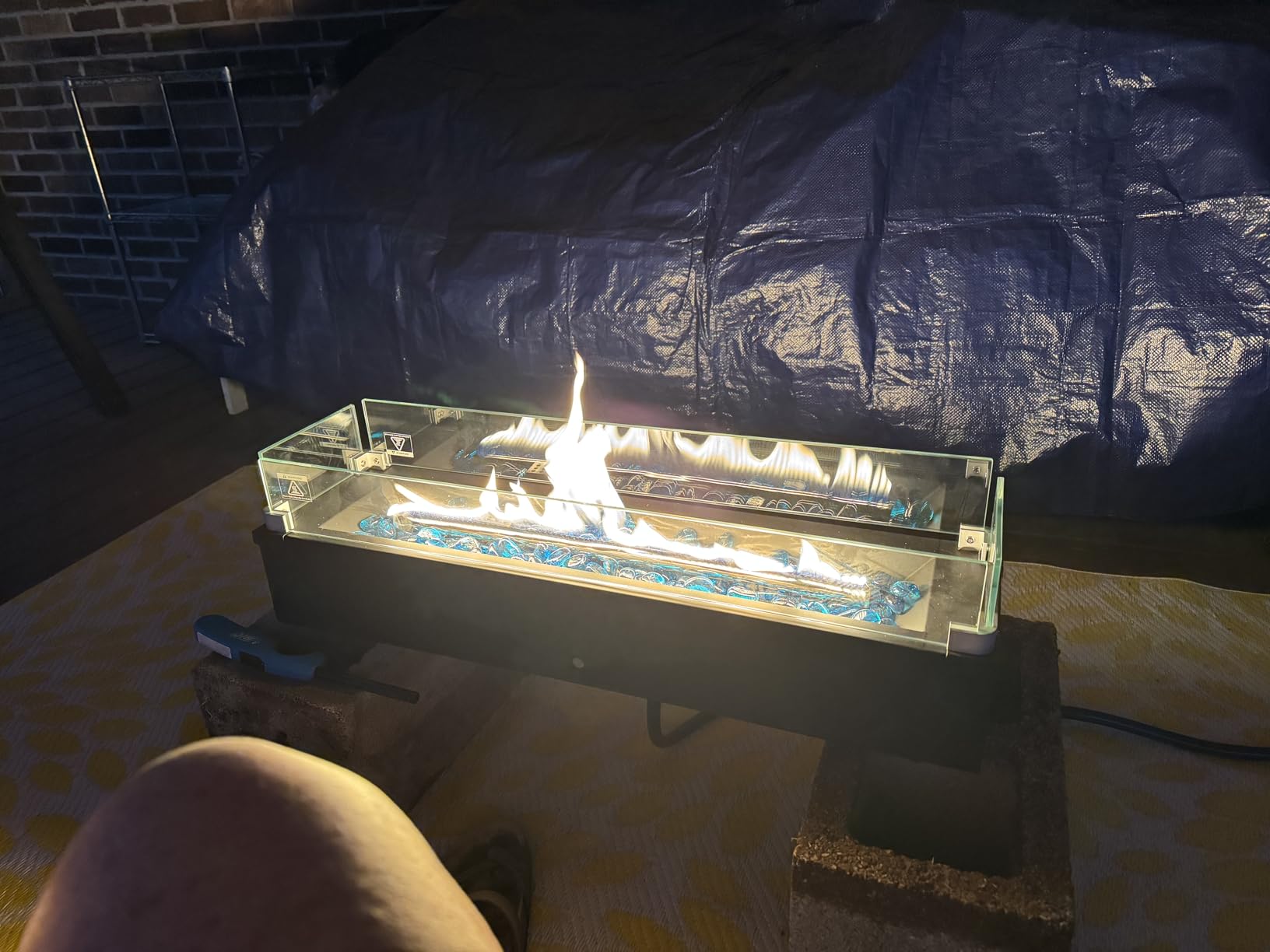 Ciays 28 Inch Table Top Propane Fire Pit, 50,000 BTU Tabletop Firepit with Glass Wind Guard & Glass Beads, Portable Outdoor Portable Fireplace for Patio and Camping customer photo 2