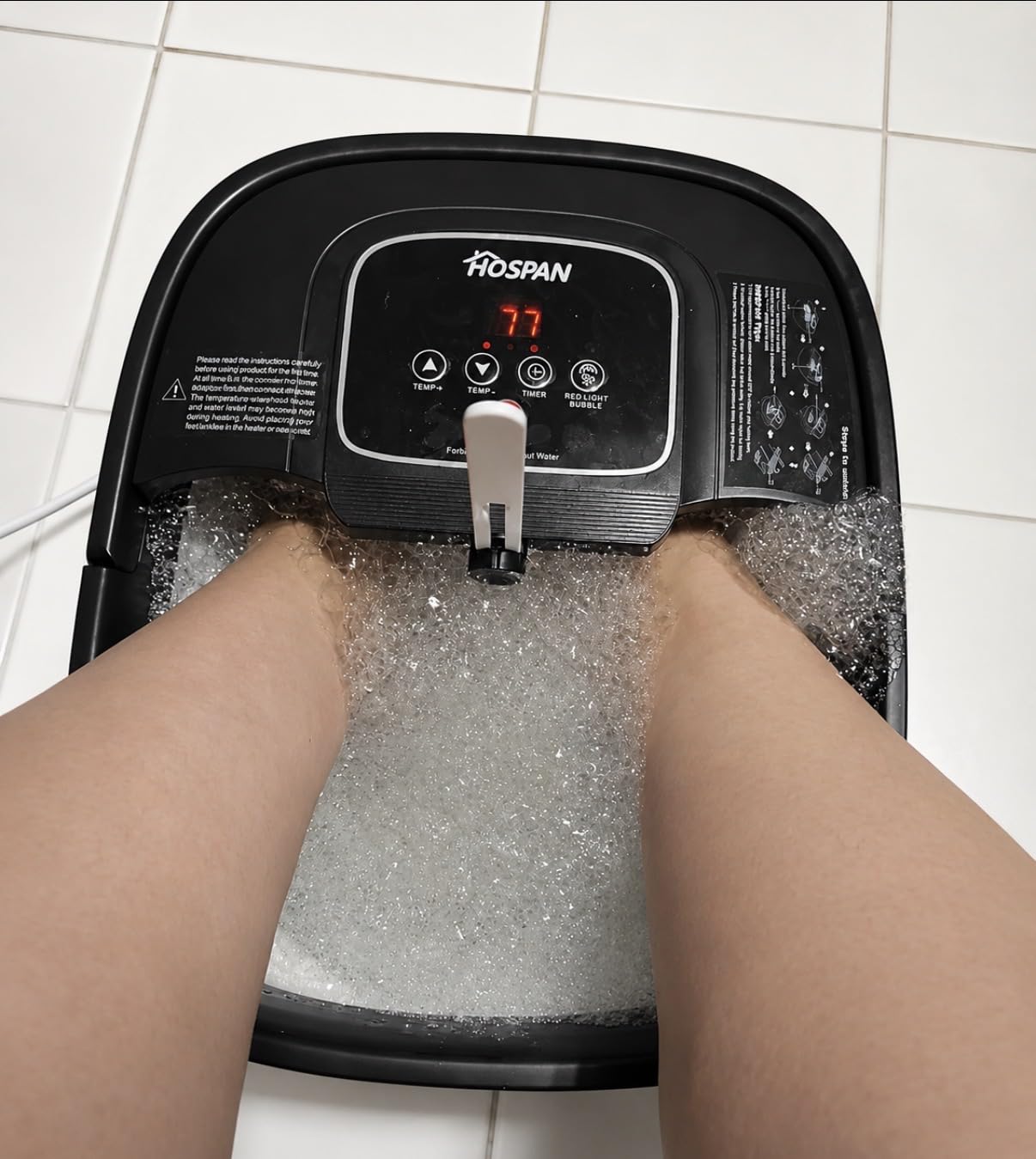 HOSPAN Collapsible Foot Spa with Heat, Bubble, Red Light, and Temperature Control, Foot Bath Massager with 8 Shiatsu Massage Rollers, Pedicure Foot Spa for Relaxation and Stress Relief customer photo 1