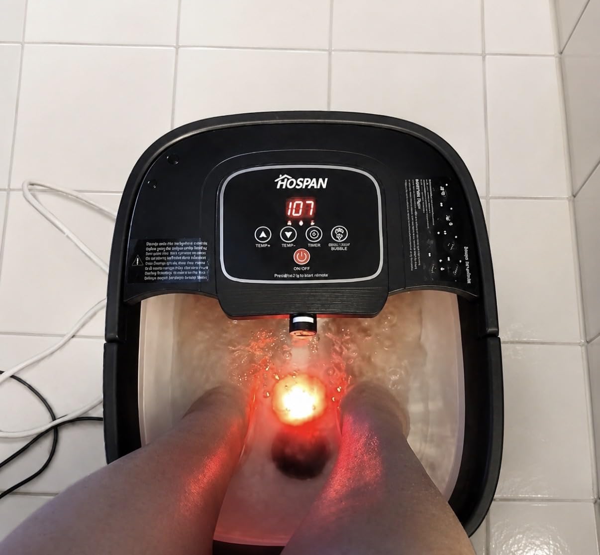 HOSPAN Collapsible Foot Spa with Heat, Bubble, Red Light, and Temperature Control, Foot Bath Massager with 8 Shiatsu Massage Rollers, Pedicure Foot Spa for Relaxation and Stress Relief customer photo 2