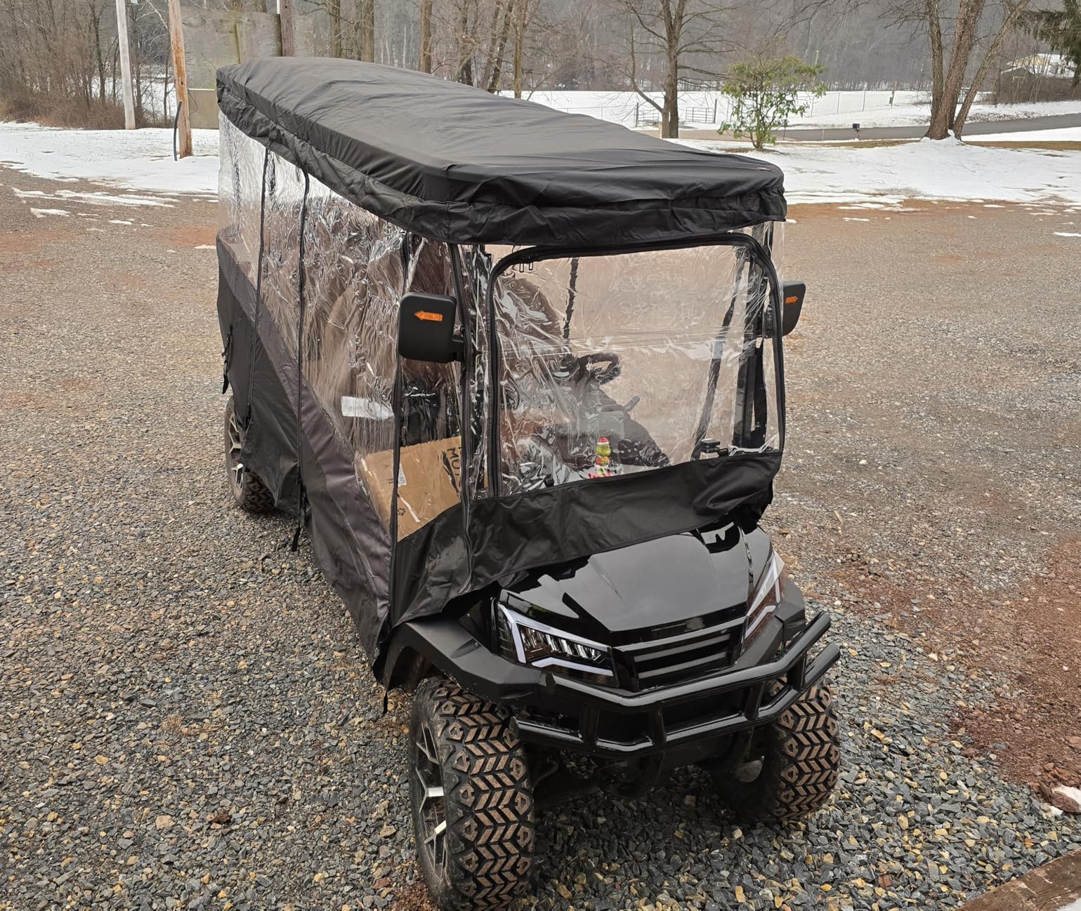 KEMIMOTO Golf Cart Enclosure, 4 Passenger Golf Cart Rain Cover, 600D Waterproof Driving Enclosure with Clear PVC Windshield for Extended Roof Golf Cart customer photo 1