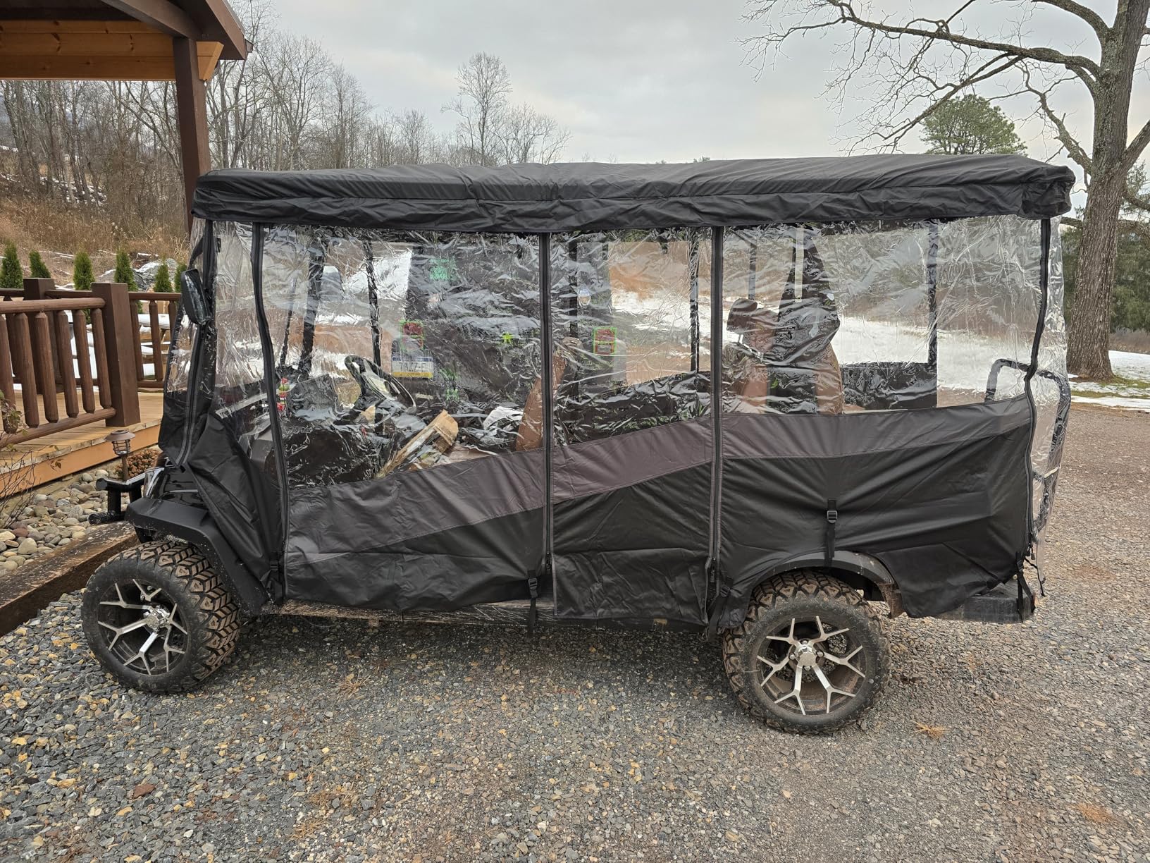 KEMIMOTO Golf Cart Enclosure, 4 Passenger Golf Cart Rain Cover, 600D Waterproof Driving Enclosure with Clear PVC Windshield for Extended Roof Golf Cart customer photo 2